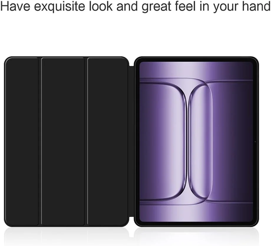 کاور محافظ QJONSIU سازگار با OnePlus Pad 3 / OnePlus Pad 2 Pro، کاور محافظ TPU ضد خش [عملکرد استند]، کیف استند هوشمند فوق العاده نازک - مشکی