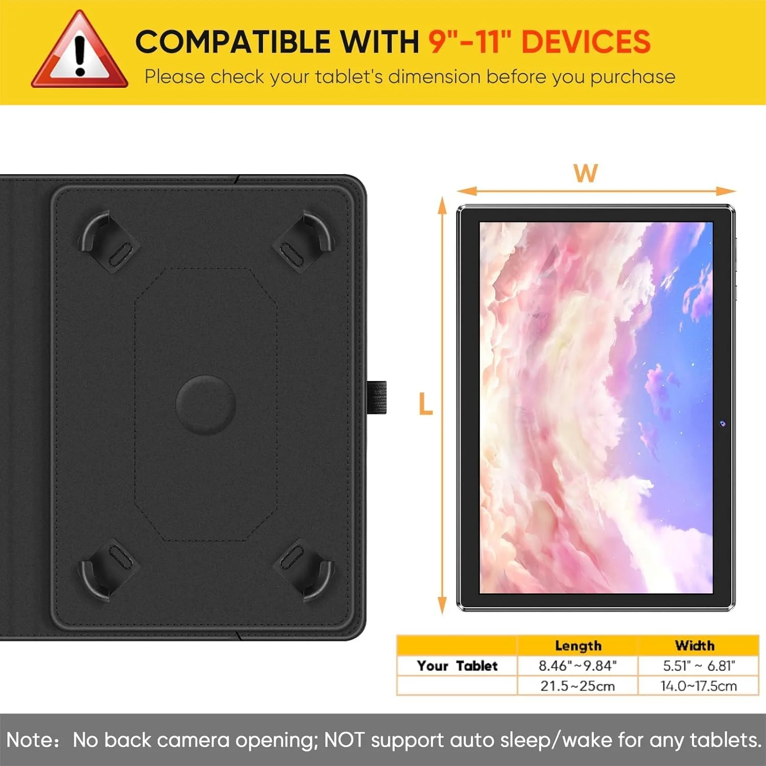 کیف چرخشی 360 درجه برای تبلت های یونیورسال 10-11 اینچی - جلد چرمی PU با کیفیت عالی با حالت خواب/بیدار خودکار و استند چند زاویه (چند رنگ)