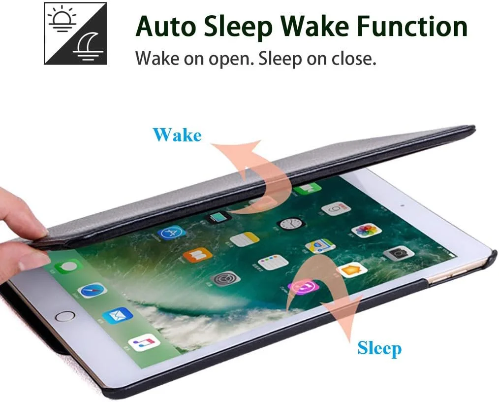 کیف چرمی آیپد 9.7 اینچی Rayhee مدل 2017 / آیپد ایر 2 با قابلیت چرخش 360 درجه و عملکرد خواب و بیدار شدن خودکار مناسب برای آیپد ایر یا آیپد 9.7 اینچی 2017 (مشکی)