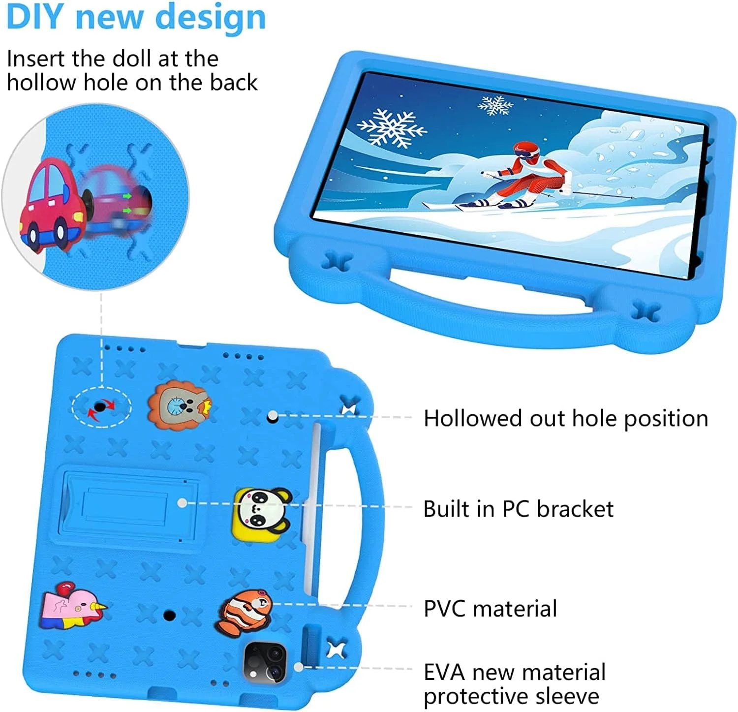 کیف ضد ضربه Jarttarn سازگار با آیپد نسل 10، مدل 10.9 اینچی 2022، کاور کودکانه DIY با نگهدارنده مداد/دسته/پایه/بند شانه (آبی آسمانی) کیف ضد ضربه Jarttarn سازگار با آیپد نسل 10، مدل 10.9 اینچی 2022، کاور کودکانه DIY با نگهدارنده مداد/دسته/پایه/بند شانه (آبی آسمانی)