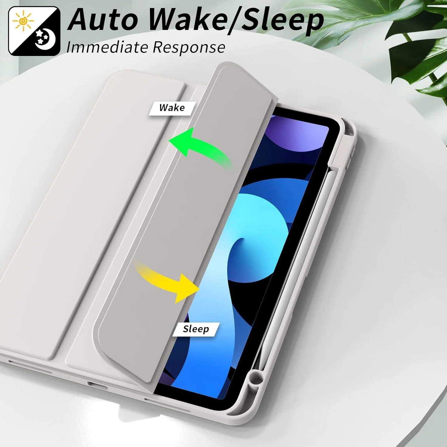 کیف کنکه برای آیپد ایر نسل 5 سال 2022 / آیپد ایر نسل 4 سال 2020 10.9 اینچی، کیف باریک سه تایی با قابلیت خواب/بیدار شدن خودکار و جای مداد، پوشش پشتی هوشمند TPU نرم برای آیپد ایر 5/4، خاکستری کیف کنکه برای آیپد ایر نسل 5 سال 2022 / آیپد ایر نسل 4 سال 2020 10.9 اینچی، کیف باریک سه تایی با قابلیت خواب/بیدار شدن خودکار و جای مداد، پوشش پشتی هوشمند TPU نرم برای آیپد ایر 5/4، خاکستری