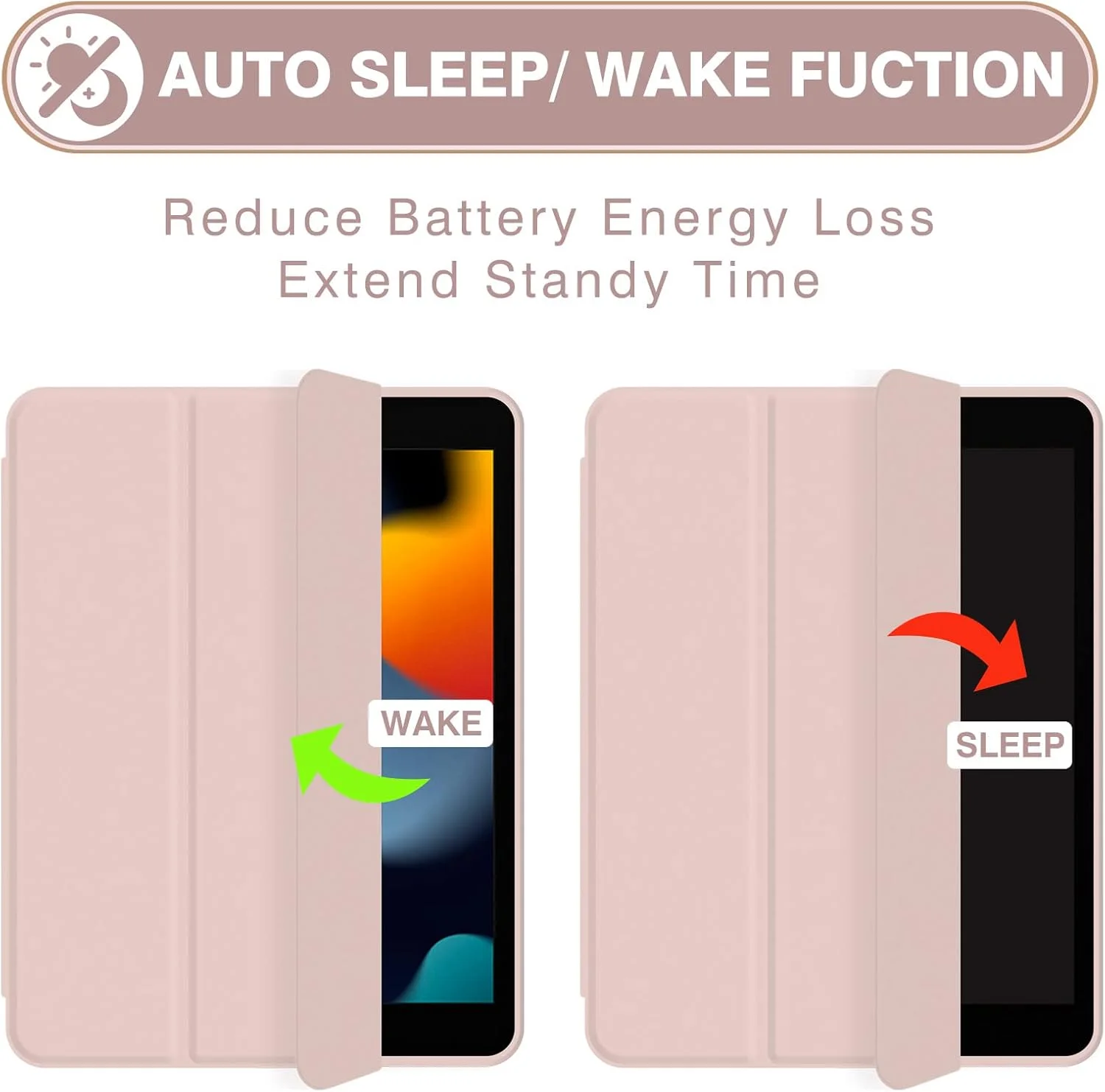 کاور آیپد 10.2 اینچی، کاور آیپد نسل نهم، کاور آیپد نسل هشتم، کاور آیپد نسل هفتم، کاور محافظ با قابلیت بیدار شدن/به خواب رفتن خودکار، کاور محافظ با نگهدارنده مداد، قاب پشتی TPU نرم و باریک، پایه سه تایی هوشمند (صورتی)