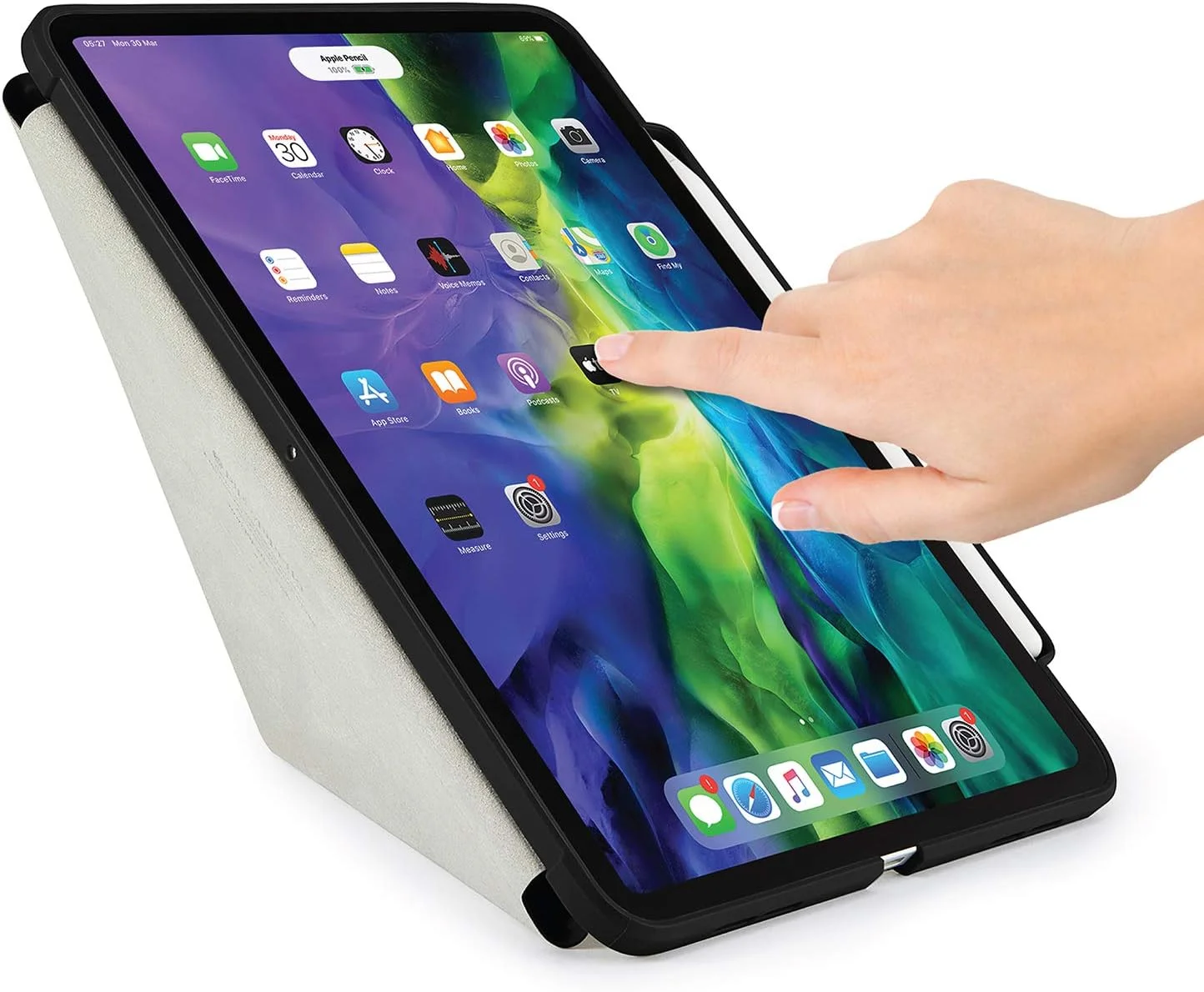 کیف مدادی اوریگامی Pipetto طراحی شده برای کاور/کیف آیپد پرو 11 اینچی اپل (2020) با پایه 5 در 1 | ضربه گیر TPU مقاوم در برابر ضربه | سازگار با همگام سازی و شارژ Apple Pencil 2 - مشکی
