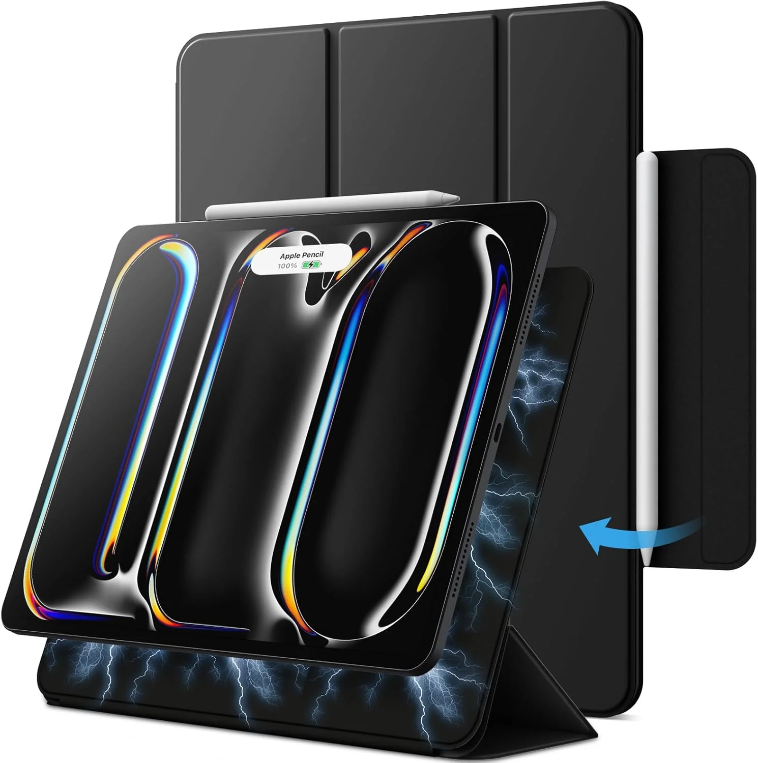 کیف آهنربایی JETech برای آیپد پرو ۱۳ اینچی M4 (۲۰۲۴)، پشتیبانی از Pencil Pro و Pencil (USB-C)، آهنربای قدرتمند، کاور تبلت سه تایی باریک با قابلیت بیدار/خواب خودکار (مشکی)