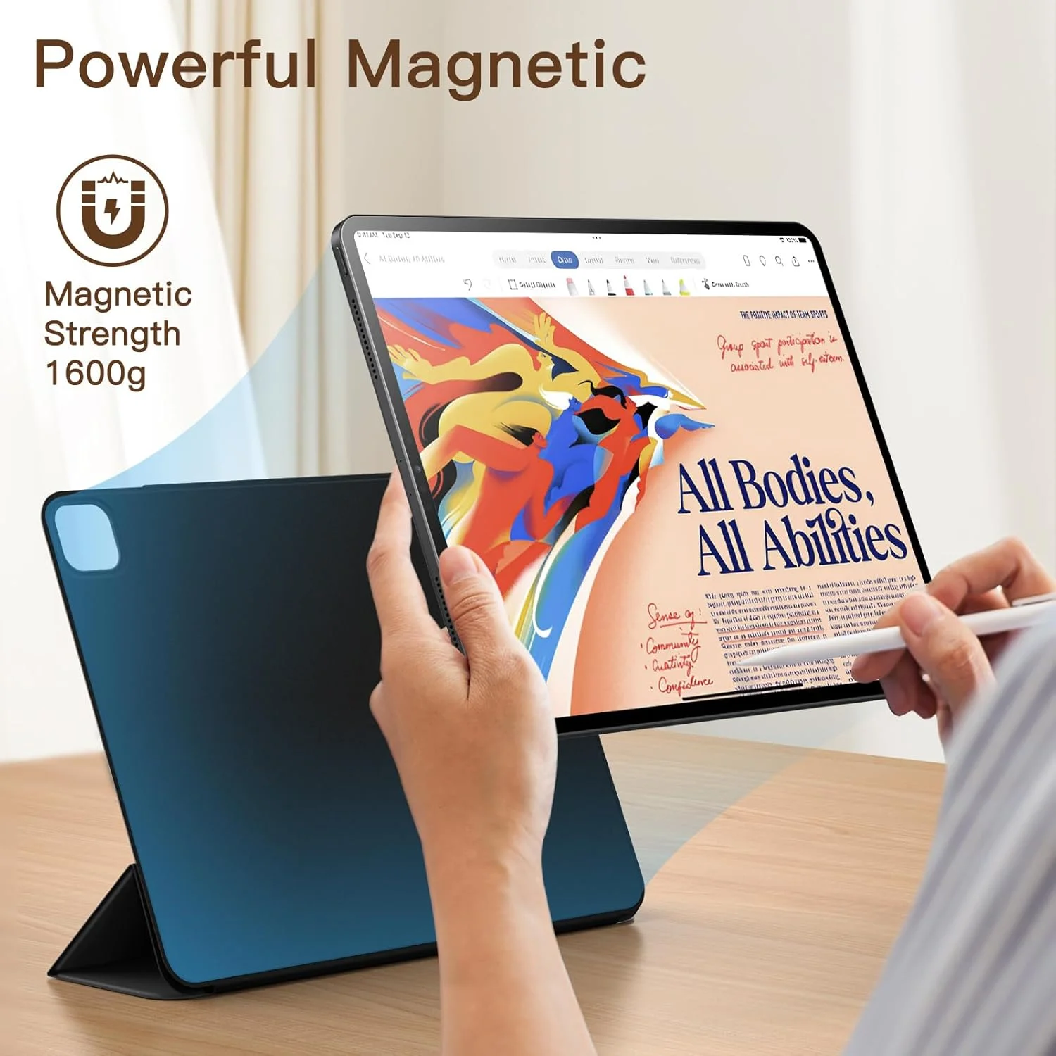 کیف آهنربایی JETech برای آیپد پرو ۱۳ اینچی M4 (۲۰۲۴)، پشتیبانی از Pencil Pro و Pencil (USB-C)، آهنربای قدرتمند، کاور تبلت سه تایی باریک با قابلیت بیدار/خواب خودکار (مشکی)