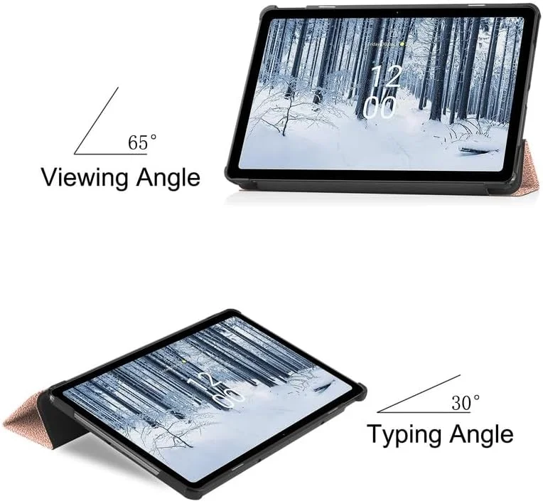 کاور تبلت نیکاکیو مناسب برای نوکیا T21 سایز 10.36 اینچ مدل 2022، کاور سه لایه تبلت نوکیا T21 مدل TA-1495 TA-1521 با استند تاشو و جای قلم، حالت خواب/بیدار خودکار، پشت TPU نرم، کاور محافظ سبک، طلایی