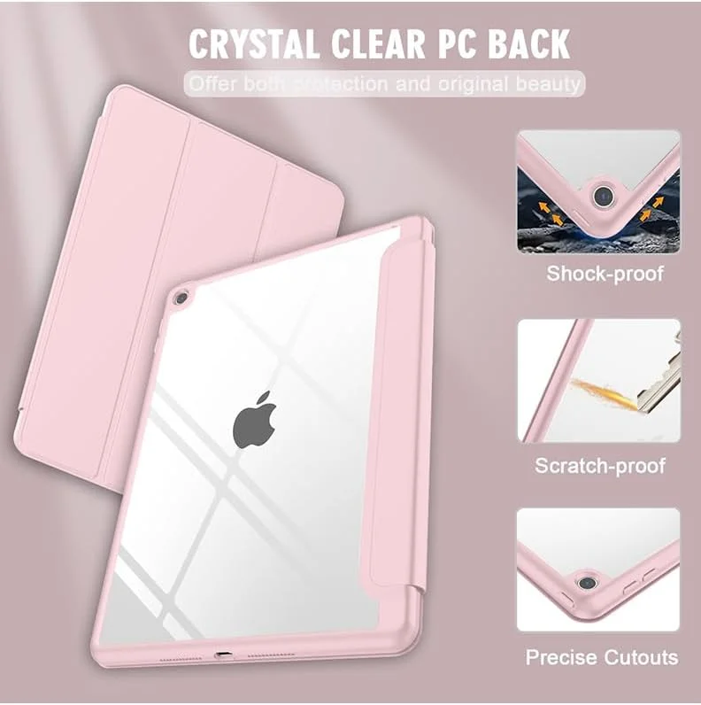 کاور باریک هیبریدی برای آیپد نسل 9/8/7 اینچ 10.2 اینچی با جای مداد، کاور محافظ سه لایه ضد ضربه با پشت TPU نرم و شفاف برای آیپد 10.2 اینچی، حالت خواب/بیدار خودکار صورتی کاور باریک هیبریدی برای آیپد نسل 9/8/7 اینچ 10.2 اینچی با جای مداد، کاور محافظ سه لایه ضد ضربه با پشت TPU نرم و شفاف برای آیپد 10.2 اینچی، حالت خواب/بیدار خودکار صورتی