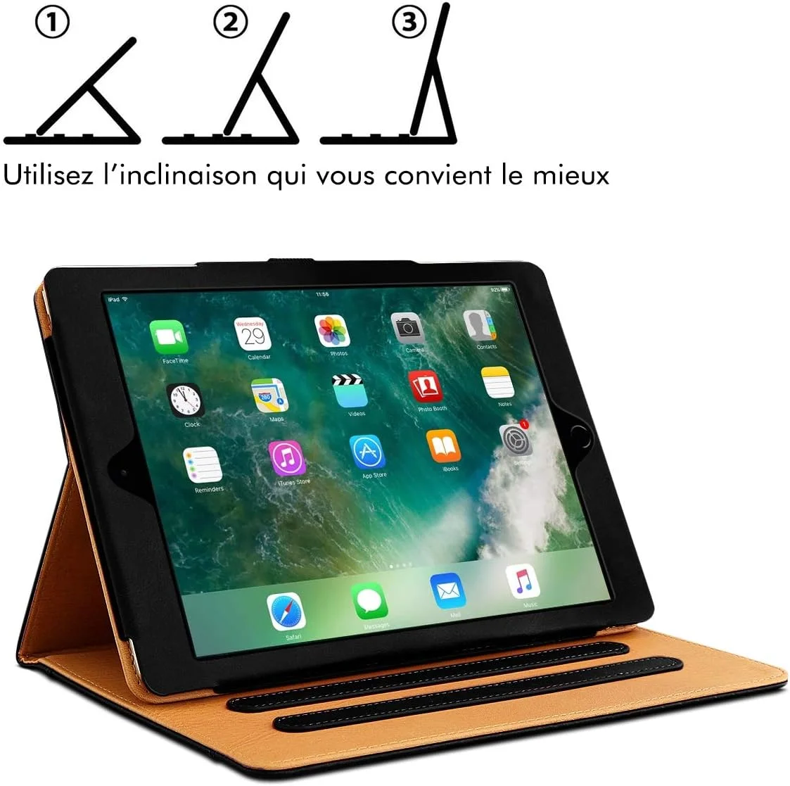 کیف تبلت Karylax برای Apple iPad نسل هشتم 10.2 2020، لوازم جانبی تبلت، 3 حالت شیب، مشکی