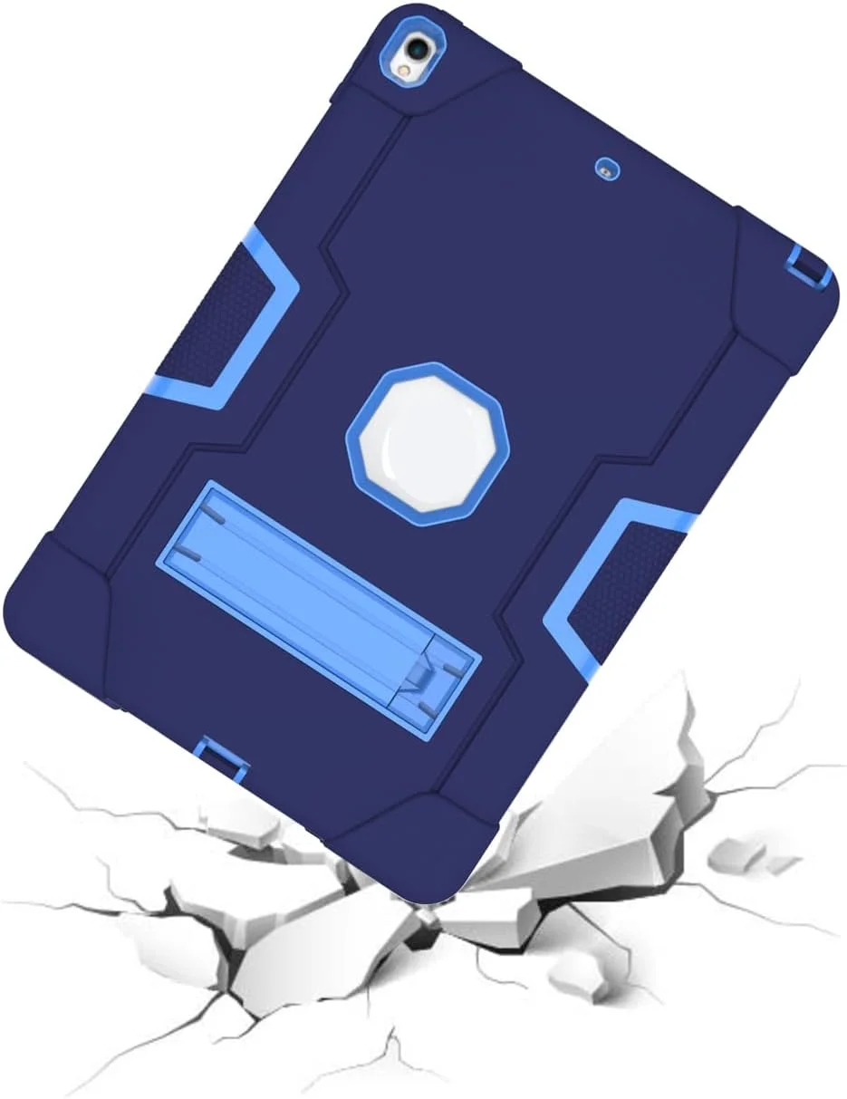 کاور ضد ضربه آیپد 2/3/4، کاور پشتی مقاوم و بادوام با استند برای آیپد 4، آیپد 3 و آیپد 2 اپل، سرمه ای + آبی