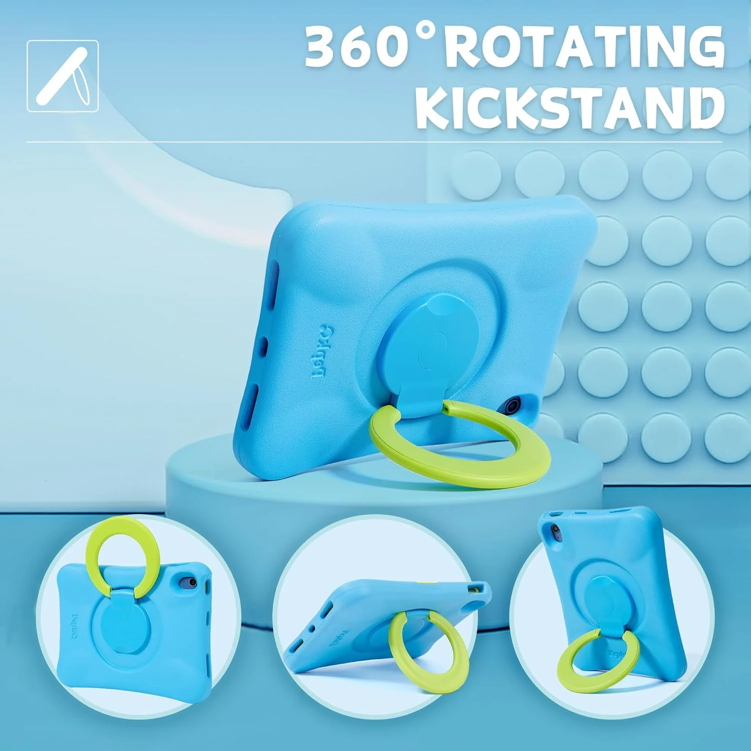 کاور ضد ضربه NLR Fun Kids مناسب برای آیپد، کاور محافظ برای آیپد 11 اینچی A16 (2025) / آیپد 10.9 اینچی نسل 10 (2022)، کاور محافظ سبک وزن تمام بدنه با دسته/پایه تاشو (آبی+سبز)