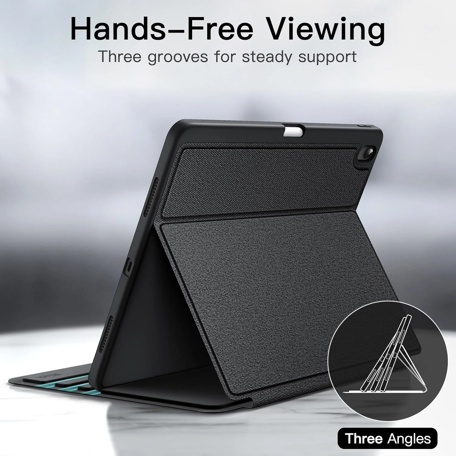 کاور JETech برای آیپد ایر ۱۳ اینچی M3/M2 (۲۰۲۵/۲۰۲۴) با جای قلم، کاور محافظ تبلت باریک با قابلیت استند، زاویه دید چندگانه، بیدار/خواب خودکار (مشکی)
