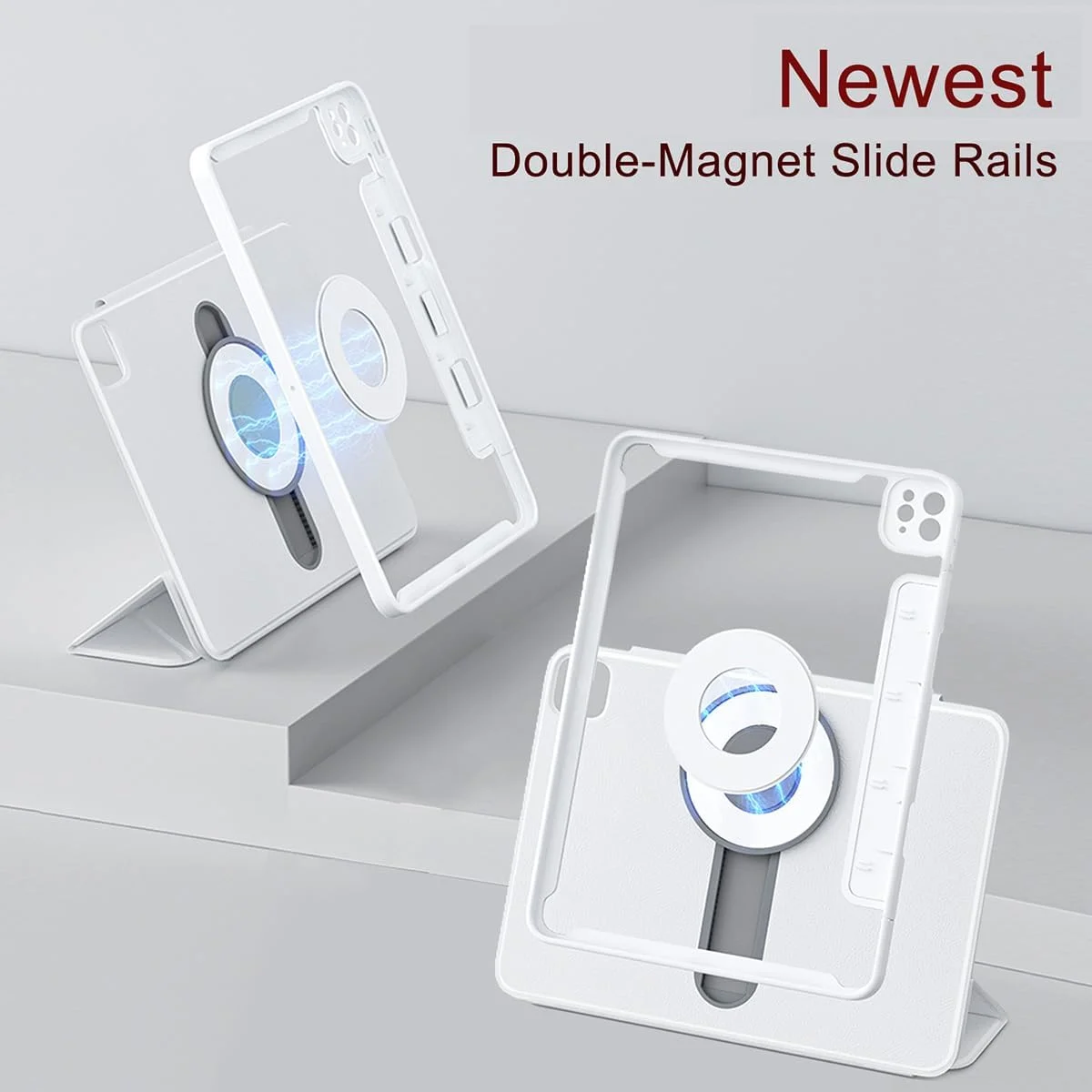 کاور آهنربایی چرخان جداشدنی PUCHEN مدل [1+1] برای آیپد 10 (10.9 اینچی، نسل دهم)، به همراه محافظ صفحه نمایش شیشه ای، کاور تبلت قابل تنظیم با نگهدارنده قلم و قابلیت بیدار/خواب خودکار (آیپد 10 (10.9 اینچی))