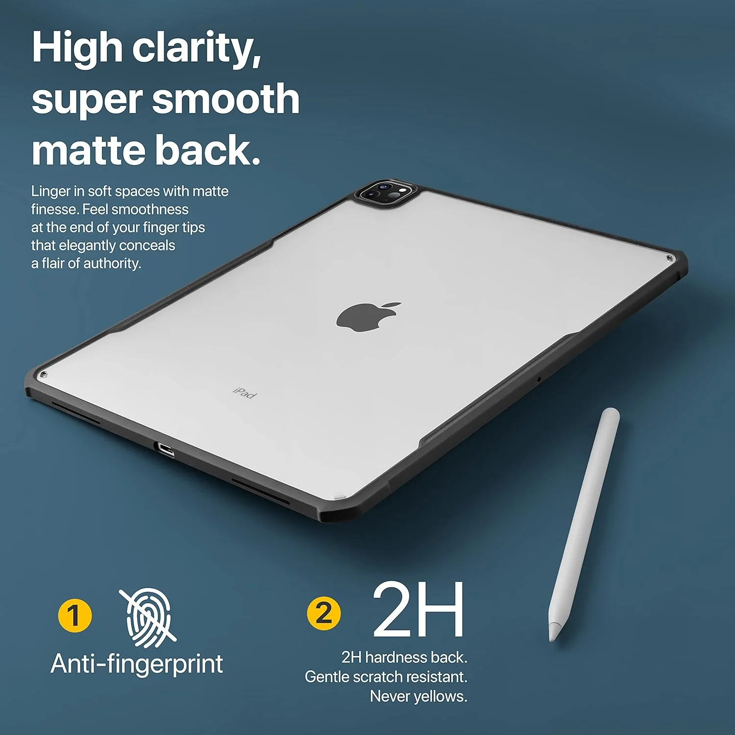 کاور آیپد پرو 11 اینچ TineeOwl مناسب برای مدل های 2022، 2021، 2020 و 2018 (نسل 4، 3، 2 و 1)، فوق العاده نازک، مات و شفاف، پشتیبانی از شارژ بی سیم قلم اپل، جاذب ضربه (مشکی / پشت مات)