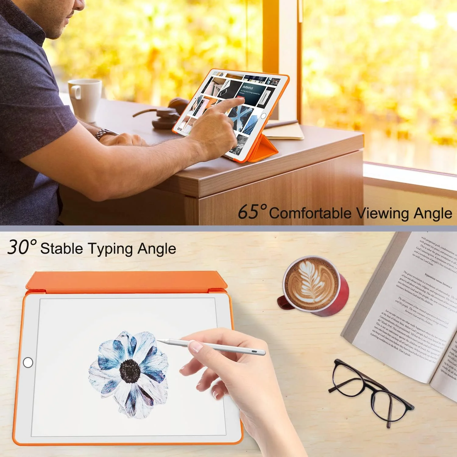 کیف آیپد 10.2 اینچی FANSONG، کیف چرمی PU برای نسل 9، 8 و 7، دارای بند دستی، پایه چند زاویه ای، قابلیت بیدار شدن/خواب خودکار هوشمند، به همراه جای قلم برای تبلت های اپل آیپد 9 2021، 8 2020، 7 2019 (نارنجی) کیف آیپد 10.2 اینچی FANSONG، کیف چرمی PU برای نسل 9، 8 و 7، دارای بند دستی، پایه چند زاویه ای، قابلیت بیدار شدن/خواب خودکار هوشمند، به همراه جای قلم برای تبلت های اپل آیپد 9 2021، 8 2020، 7 2019 (نارنجی)