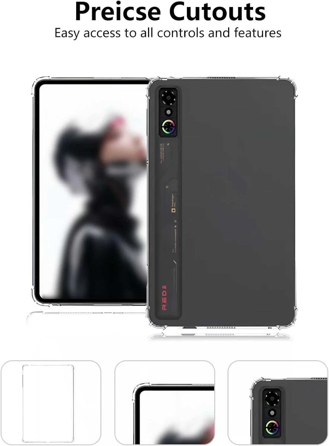 کاور شفاف برای تبلت گیمینگ REDMAGIC Astra 2025 با صفحه نمایش 9.06 اینچی، کاور محافظ TPU باریک و سبک Toergy، انعطاف پذیر، نرم، ضد خش، ضد آب، شفاف