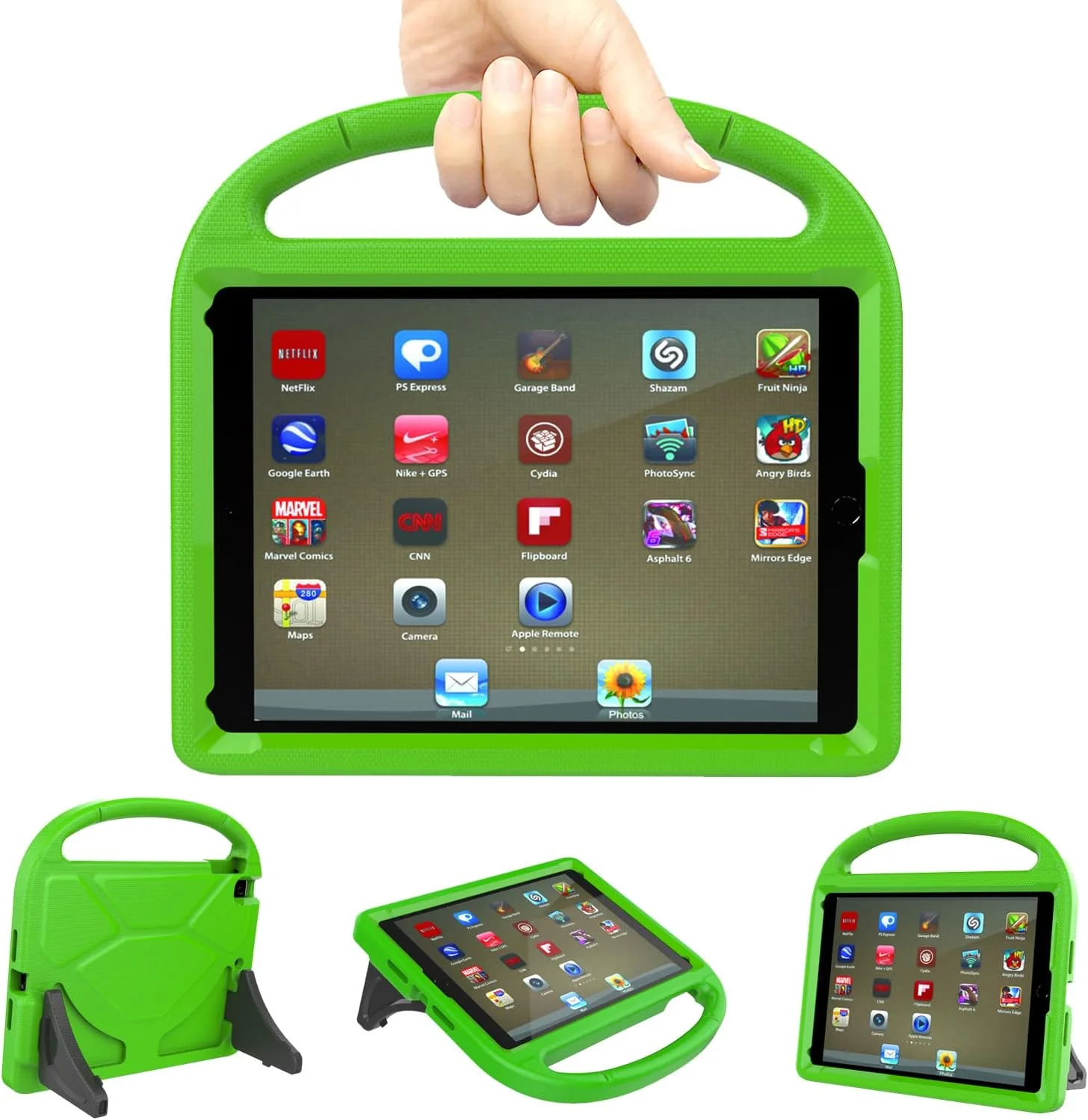 کاور TrendGate برای آیپد 9.7 اینچی جدید 2018/2017 آیپد نسل 6/5 - کاور سبک وزن و ضد ضربه کودکانه آیپد با دسته و پایه برای تبلت آیپد ایر/آیپد ایر 2/آیپد پرو 9.7 اینچی - سبز