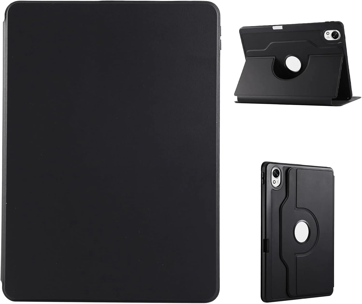 کیف تبلت سازگار با هوآوی MatePad SE 11 اینچ 2024 با پایه چند زاویه ای/نگهدارنده قلم، جلد چرمی PU تجاری، کیف محافظ باریک با ساختار چرخان 360 درجه، مشکی