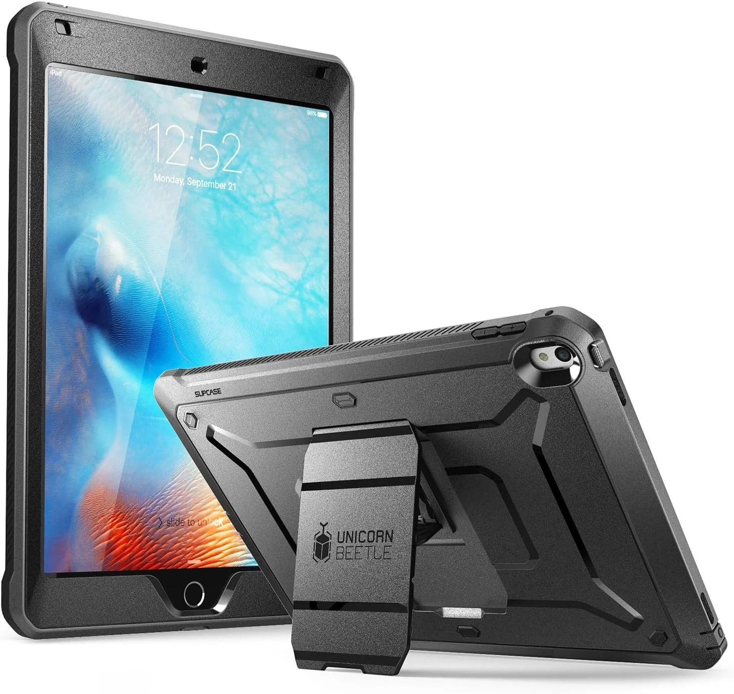کاور مقاوم SUPCASE مدل [Unicorn Beetle Pro] طراحی شده برای آیپد پرو 9.7 2016، محافظ کامل بدنه با محافظ صفحه نمایش داخلی - مشکی