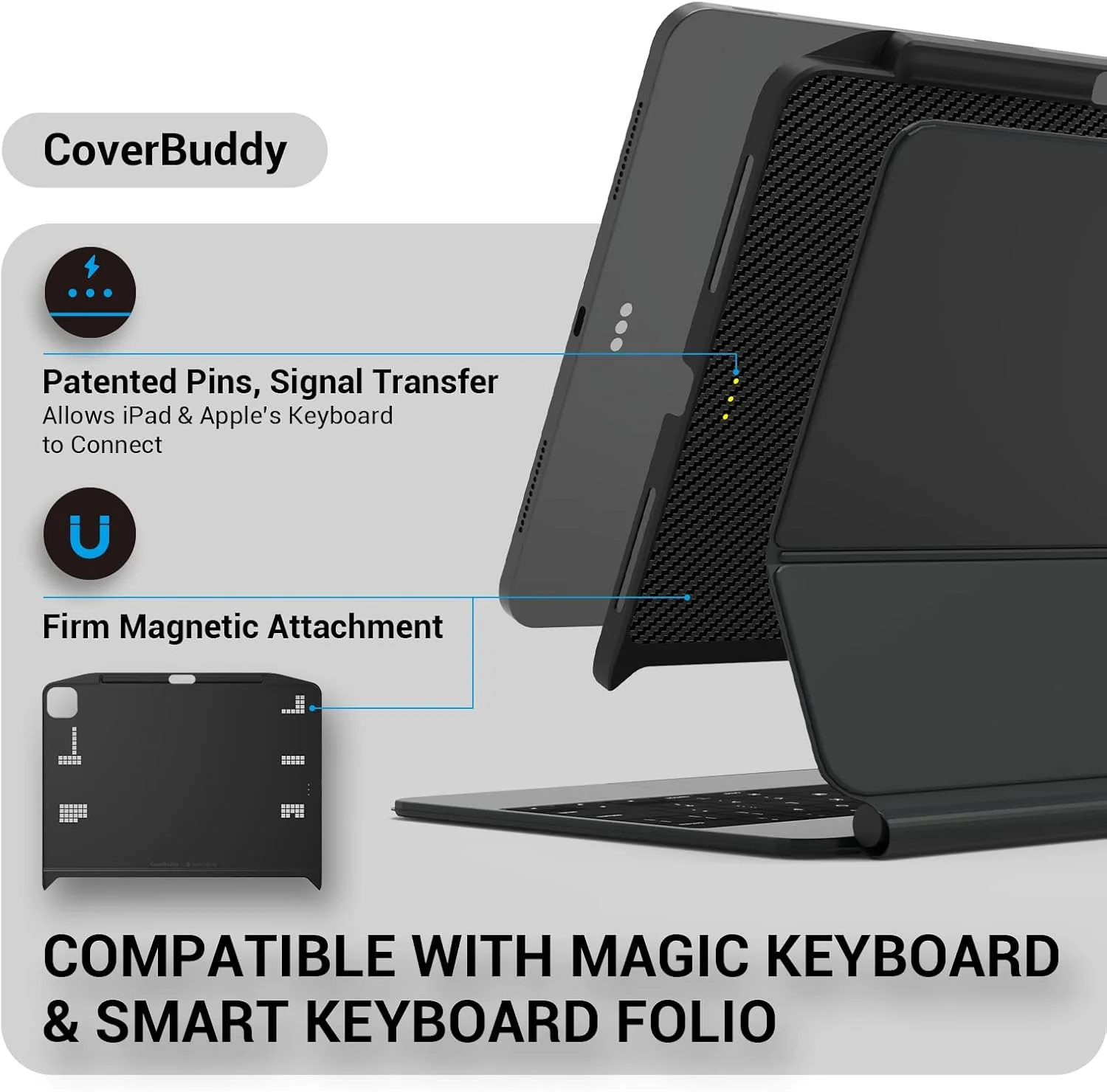 کاور SwitchEasy CoverBuddy مناسب برای آیپد پرو 11 اینچ 2021-2018 / آیپد ایر 10.9 اینچ نسل 4 به همراه جای قلم - سازگار با مجیک کیبورد آیپد پرو 11 و اسمارت کیبورد فولیو - مشکی (کیبورد شامل نمی شود)