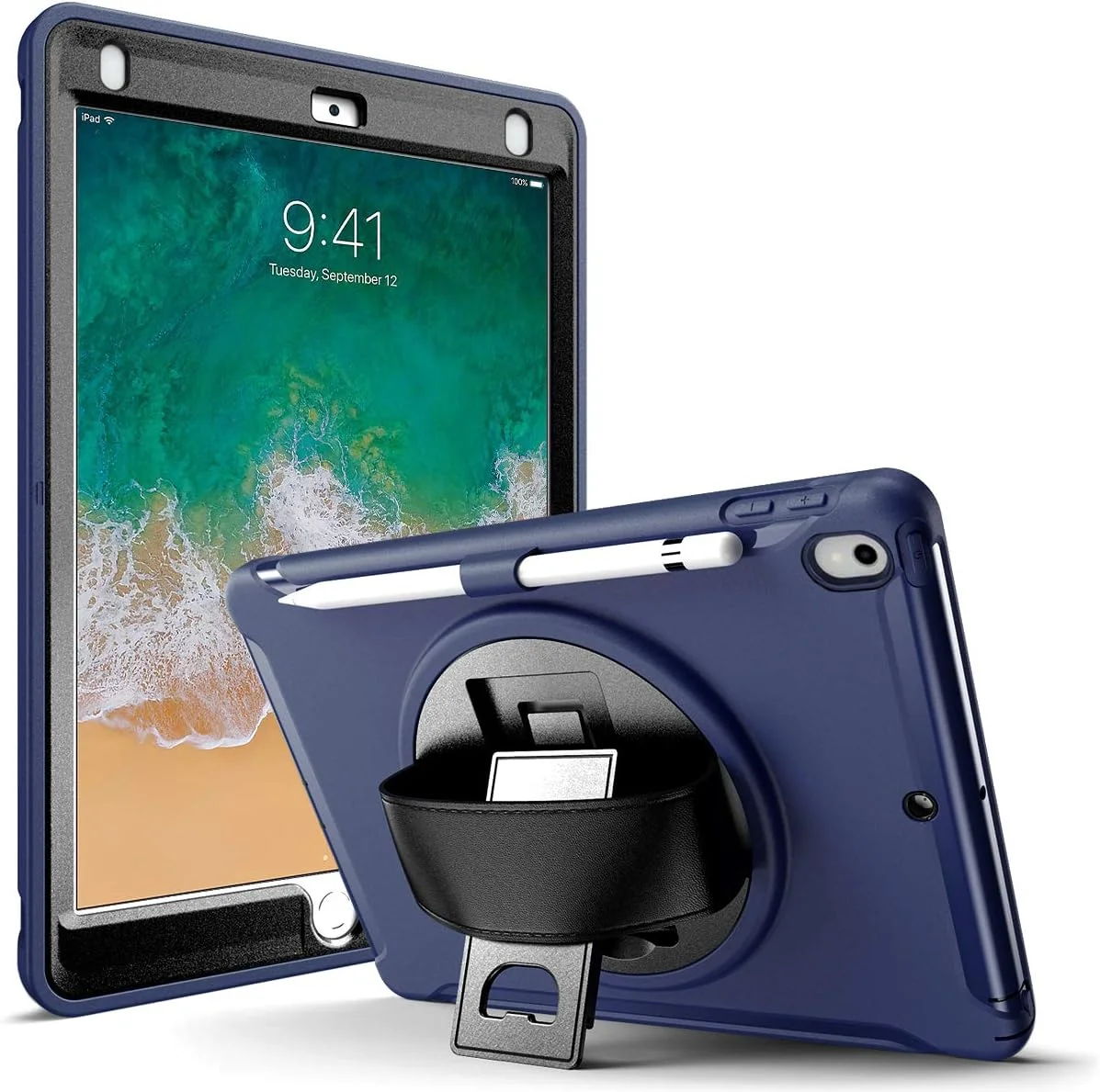 لوازم جانبی قاب تبلت Karylax برای Apple iPad Pro 10.5 2019 [ضد ضربه] محافظ صفحه نمایش داخلی، جلو و عقب با عملکرد استند (آبی تیره)