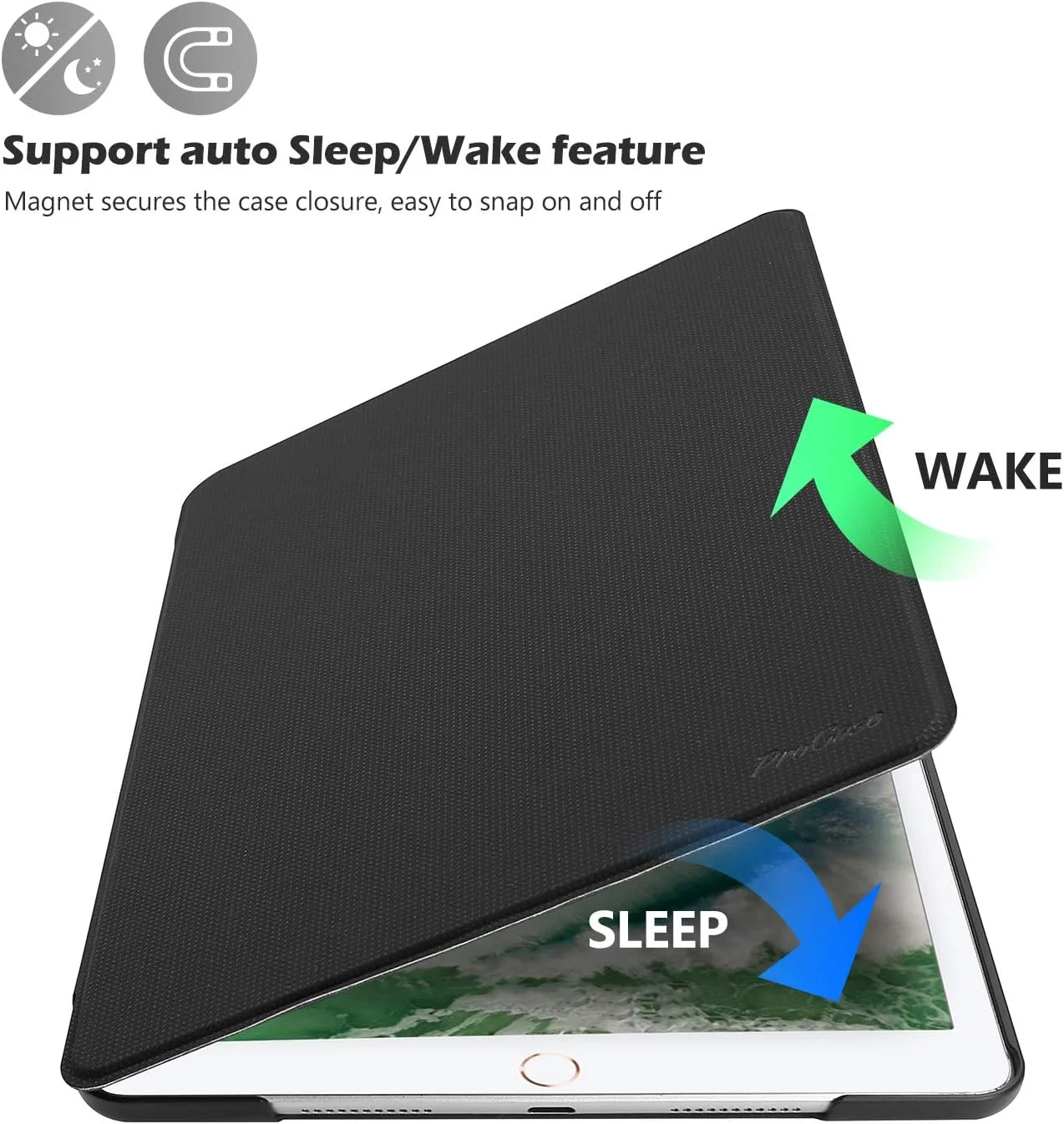 کیف محافظ باریک ProCase برای آیپد ایر 3 10.5 اینچ 2019 / آیپد پرو 10.5 اینچ 2017، کاور هوشمند تاشو برای آیپد ایر 10.5 اینچ (نسل سوم) 2019 / آیپد پرو 10.5 اینچ 2017 - مشکی
