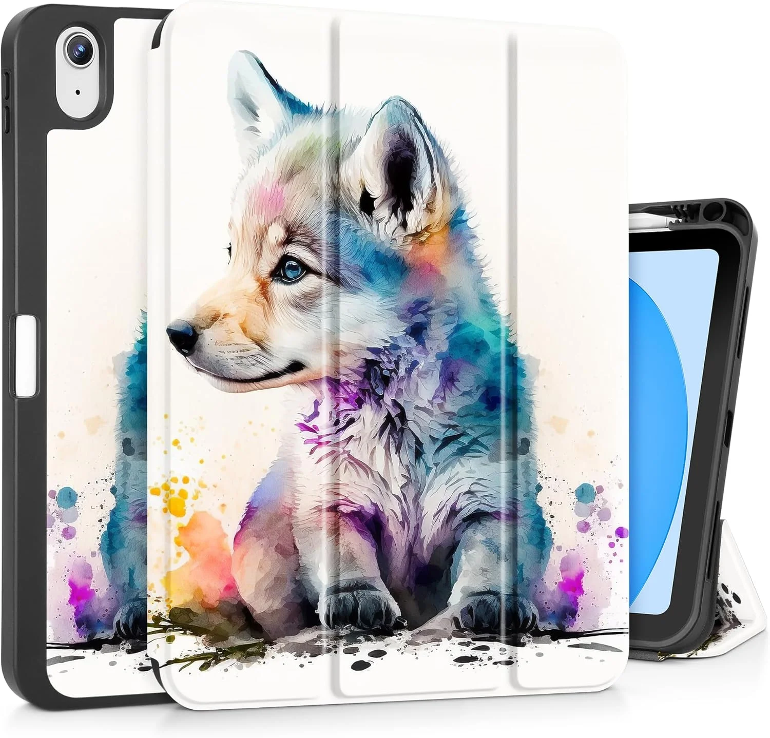 کیف Tuiklol برای آیپد 11 اینچی (تراشه A16) نسل یازدهم 2025 / آیپد 10.9 اینچی نسل دهم 2022، کیف باریک با پایه، جای مداد، با پوشش پشتی TPU و پایه سه تایی و قابلیت بیدار شدن/خواب خودکار، طرح سگ بامزه