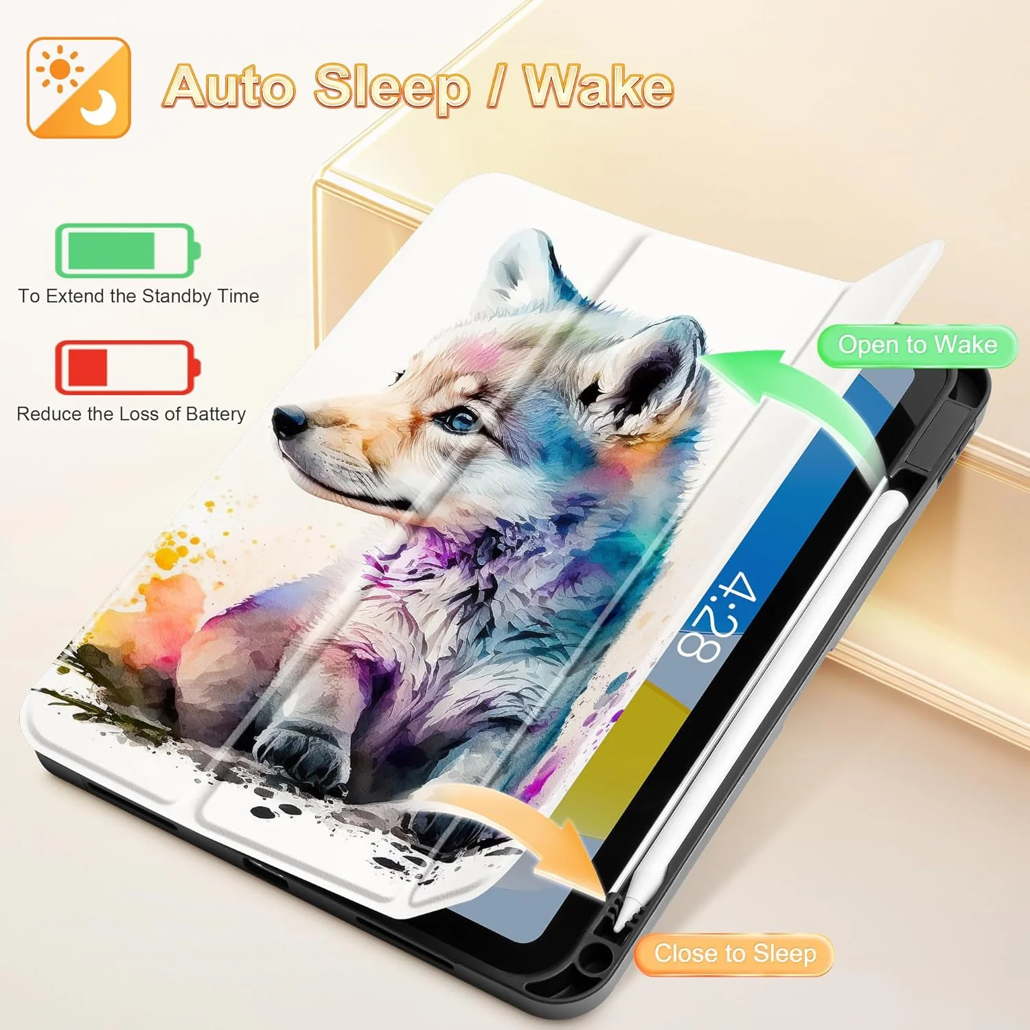 کیف Tuiklol برای آیپد 11 اینچی (تراشه A16) نسل یازدهم 2025 / آیپد 10.9 اینچی نسل دهم 2022، کیف باریک با پایه، جای مداد، با پوشش پشتی TPU و پایه سه تایی و قابلیت بیدار شدن/خواب خودکار، طرح سگ بامزه