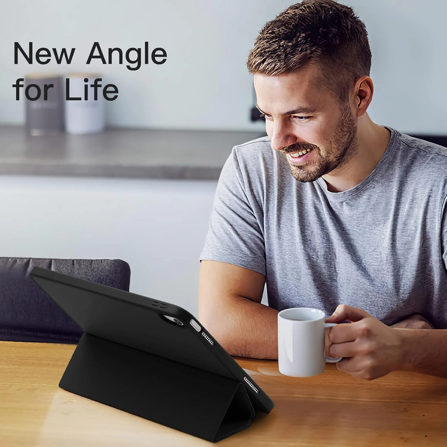 کاور آیپد نسل 11 (A16) سایز 11 اینچ 2025: کاور آیپد نسل 10 سایز 10.9 اینچ 2022 با جای قلم - کاور محافظ سه لایه باریک با پشت TPU نرم (مشکی)