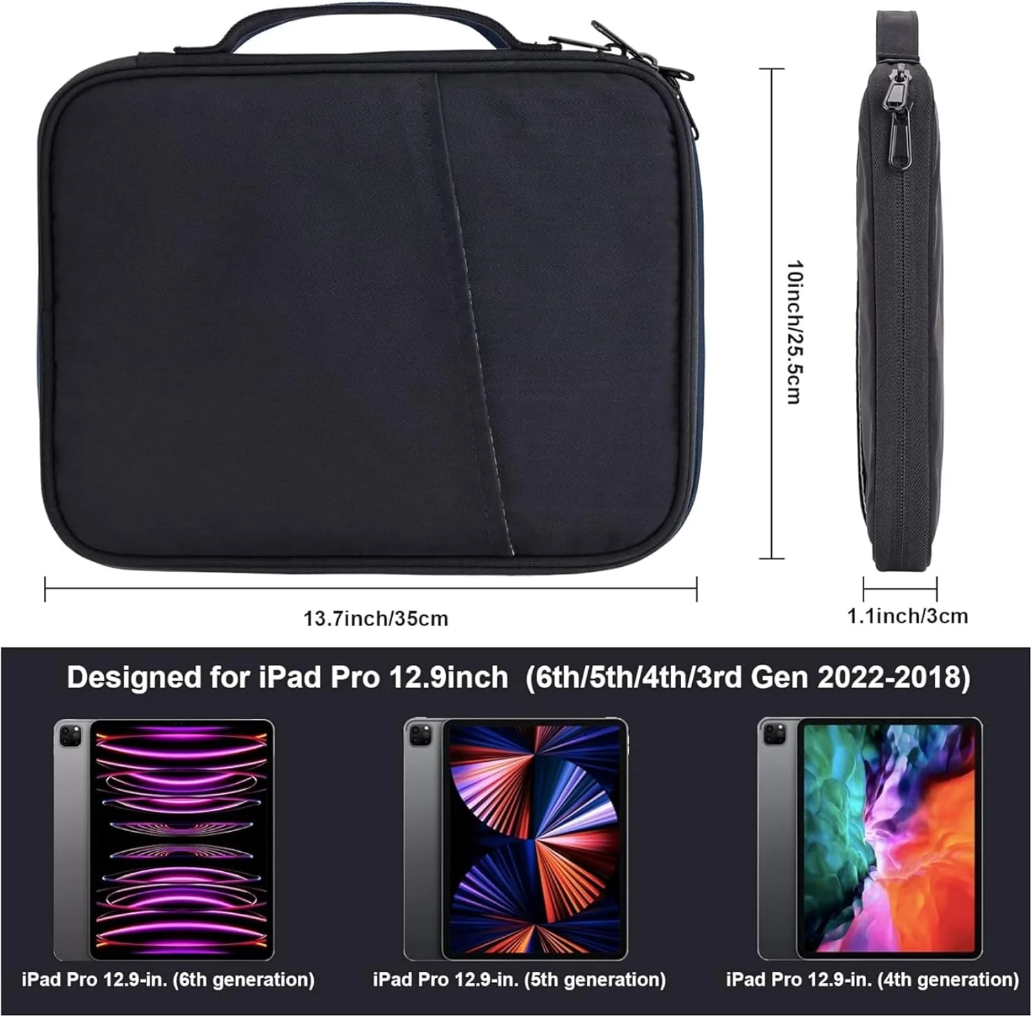 کیف آستینی تبلت 12.9 اینچی HOUSLET، سازگار با آیپد پرو 13 اینچی M4 و ایر M2 2024 جدید، آیپد پرو 12.9 اینچی M2 و M1، گلکسی تب S8+/S9+ 12.4 اینچی، کیف حمل ضد آب با جیب