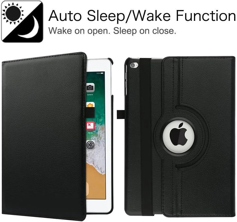 کاور AWH برای آیپد 9.7 اینچی نسل 6/5 (2018/2017) - کاور محافظ با پایه چرخان 360 درجه و قابلیت خواب و بیدار شدن خودکار برای آیپد 9.7 اینچی 2018 2017 - مشکی