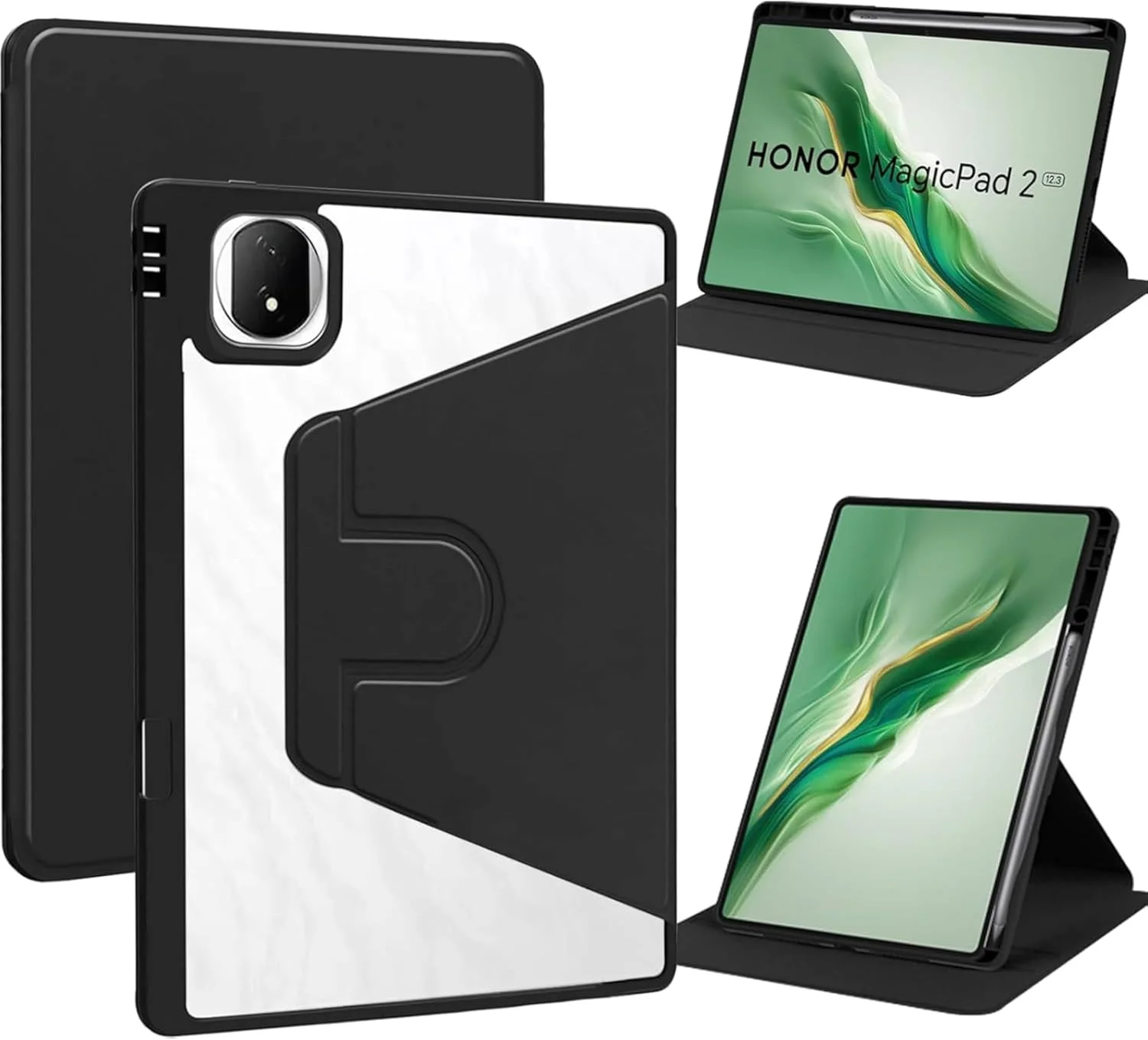 Vurtboly Hybrid Case Compatible with Honor Magic Pad 2 12.3inch 2024 Cover, Clear Acrylic Multi-Angle Hard PC Case with Pen Holder Protective Stand Cover for Honor Magic Pad 2 12.3" 2024