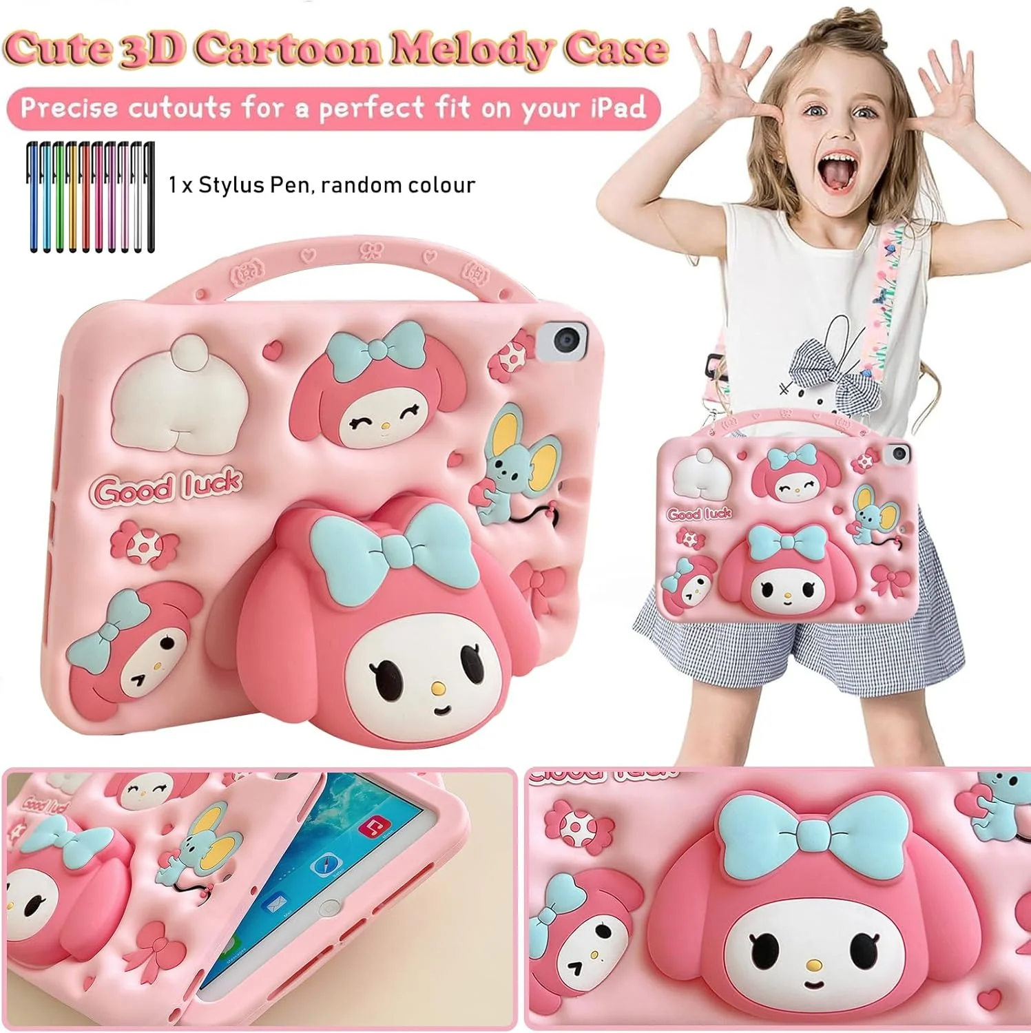 کیف محافظ کودکانه A-BEAUTY سازگار با آیپد نسل 9/8/7 اینچ 10.2 2021/2020/2019 / آیپد ایر 10.5 (نسل سوم 2019) / آیپد پرو 10.5 اینچ 2017، Melody