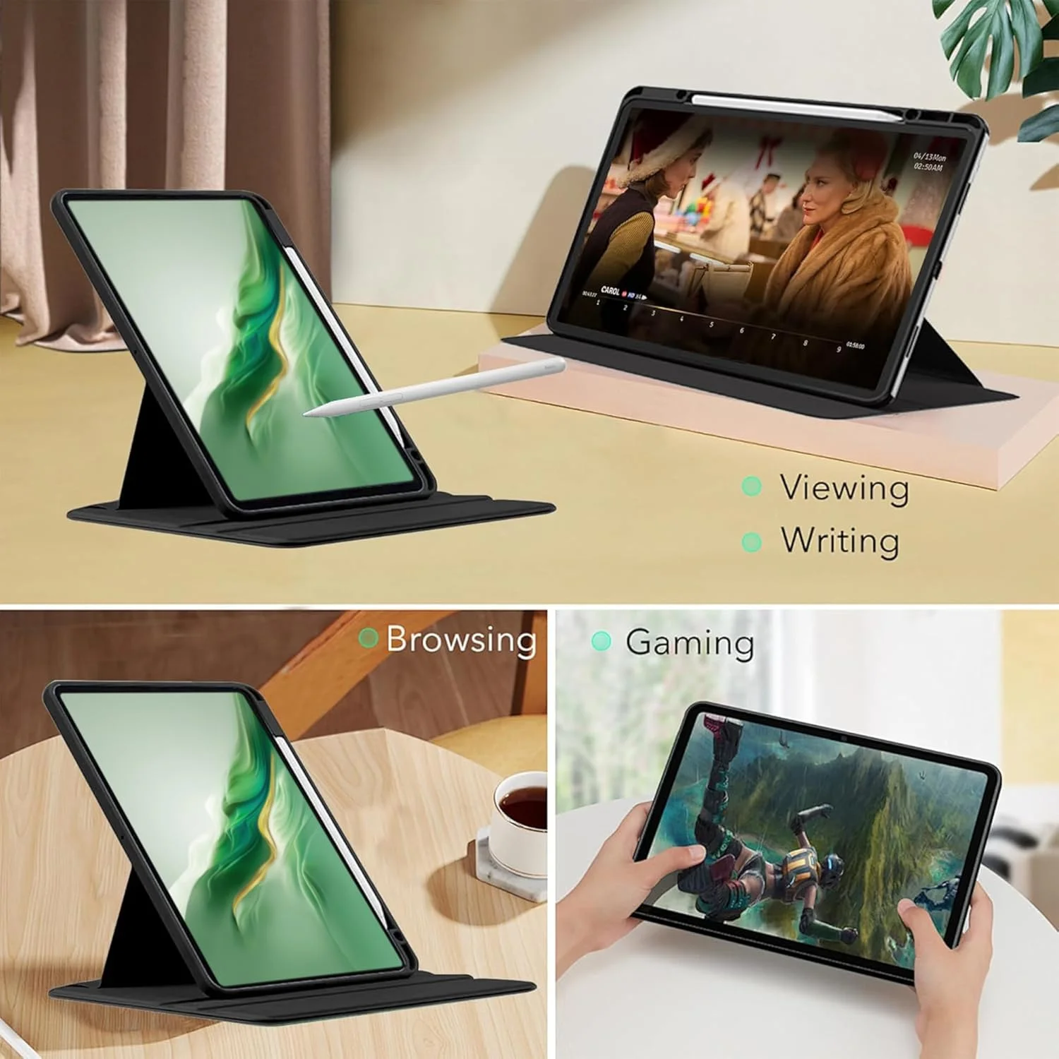 Vurtboly Hybrid Case Compatible with Honor Magic Pad 2 12.3inch 2024 Cover, Clear Acrylic Multi-Angle Hard PC Case with Pen Holder Protective Stand Cover for Honor Magic Pad 2 12.3" 2024