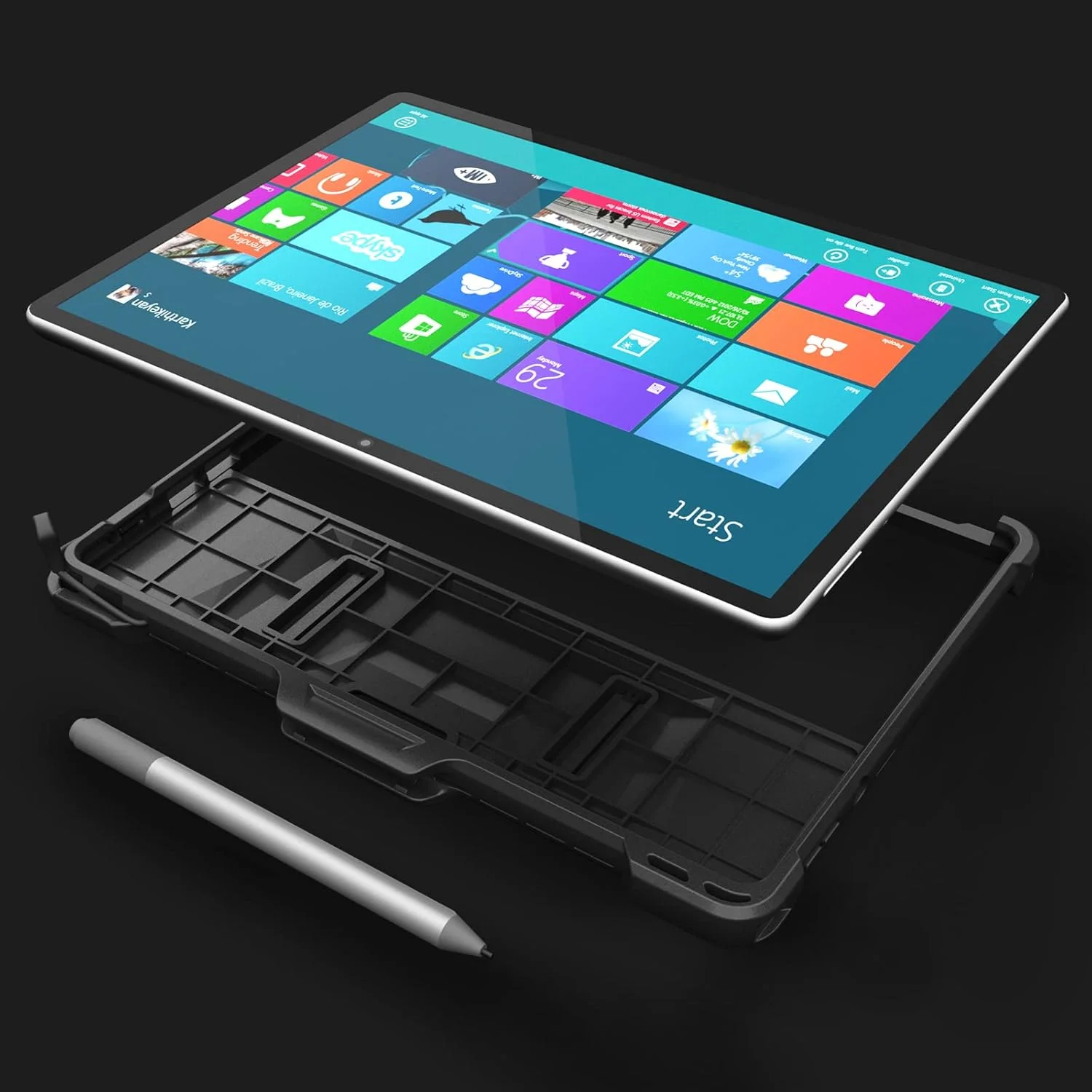 کاور محافظتی مقاوم HZmeris برای سرفیس پرو 8 با جای قلم، مناسب تبلت 13 اینچی، بدنه مقاوم، محافظ عرضه شده در سال 2021، مشکی