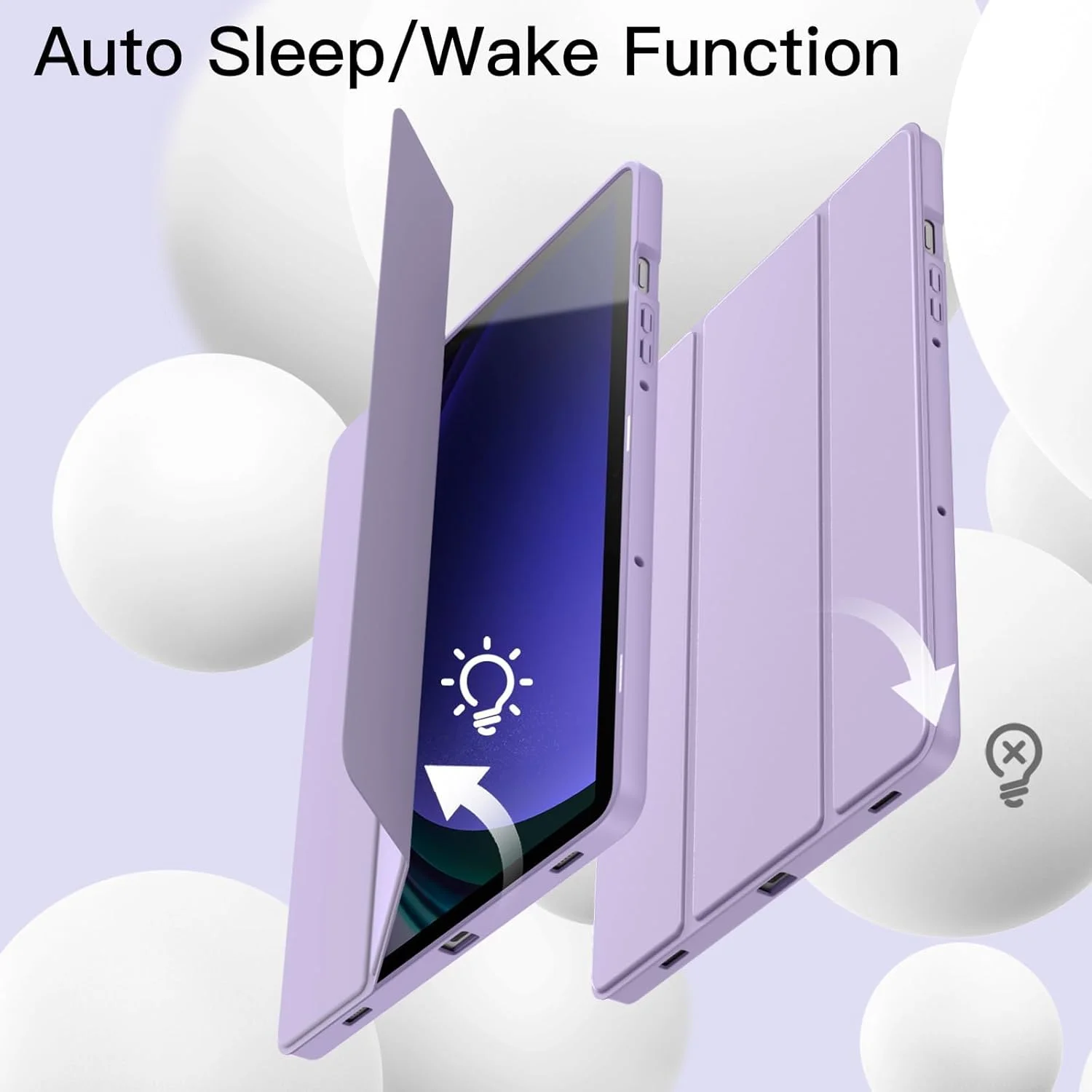 کاور تبلت سامسونگ گلکسی تب S9|FE 11 اینچ با جای قلم S Pen، کاور محافظ تبلت سه تایی تاشو TPU نرم، پشتیبانی از شارژ قلم S Pen، بیدار/خواب خودکار (بنفش روشن)