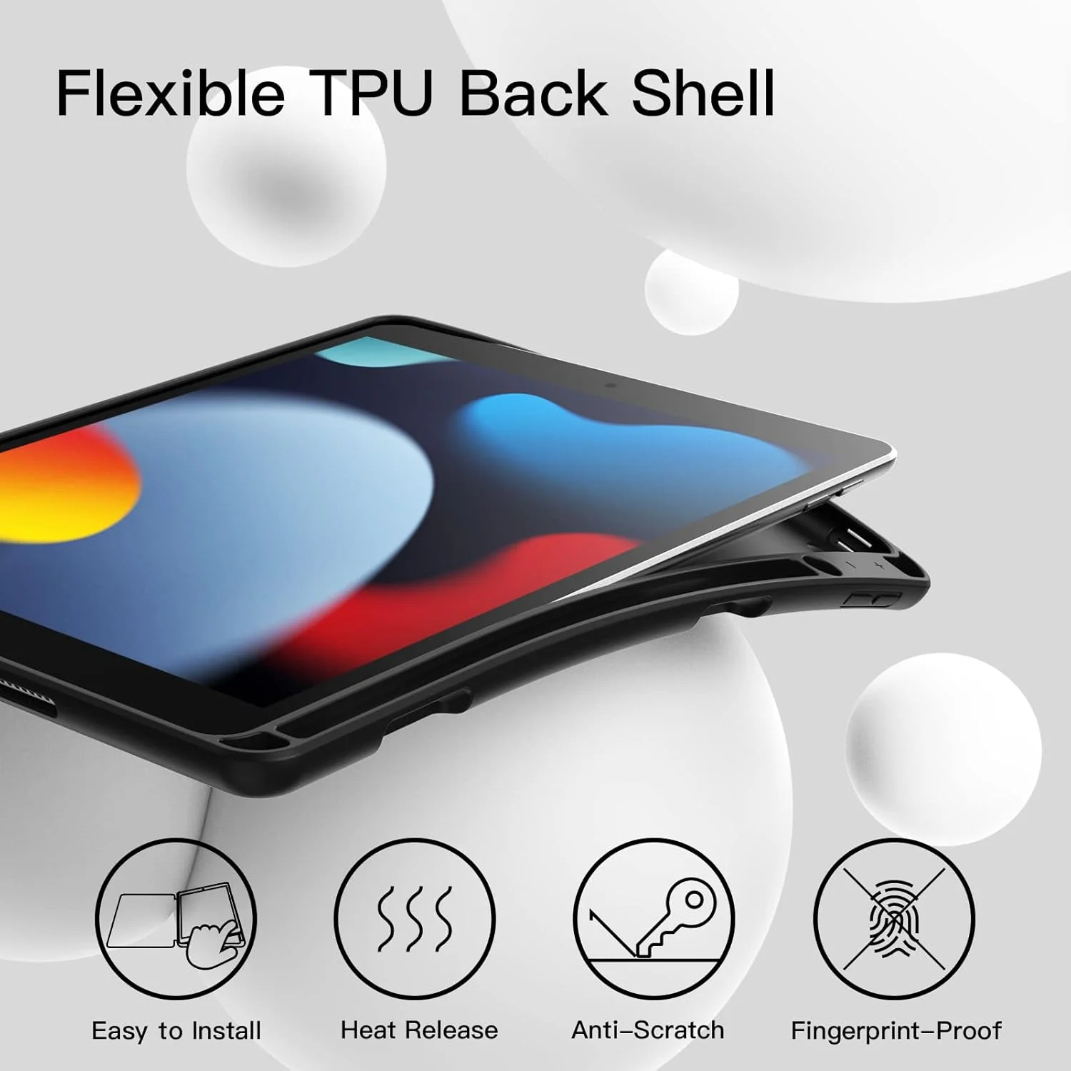 کاور JETech مناسب برای آیپد 10.2 اینچ 2021/2020/2019 (نسل 9/8/7) به همراه جای قلم، کاور باریک تبلت با پشت TPU نرم، قابلیت بیدار/خواب خودکار (مشکی)