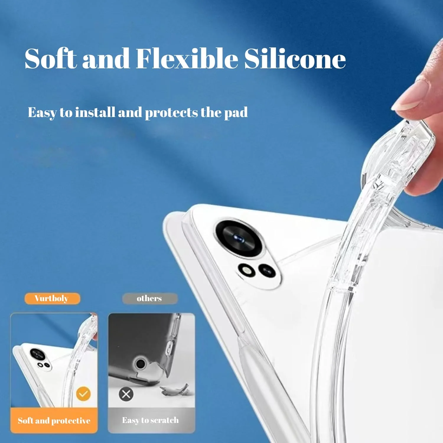 کاور Vurtboly سازگار با Huawei MatePad 12X 12" 2024، کاور باریک و سبک TPU ضد ضربه با پشت شفاف سیلیکونی محافظ برای Huawei MatePad 12X 12" 2024