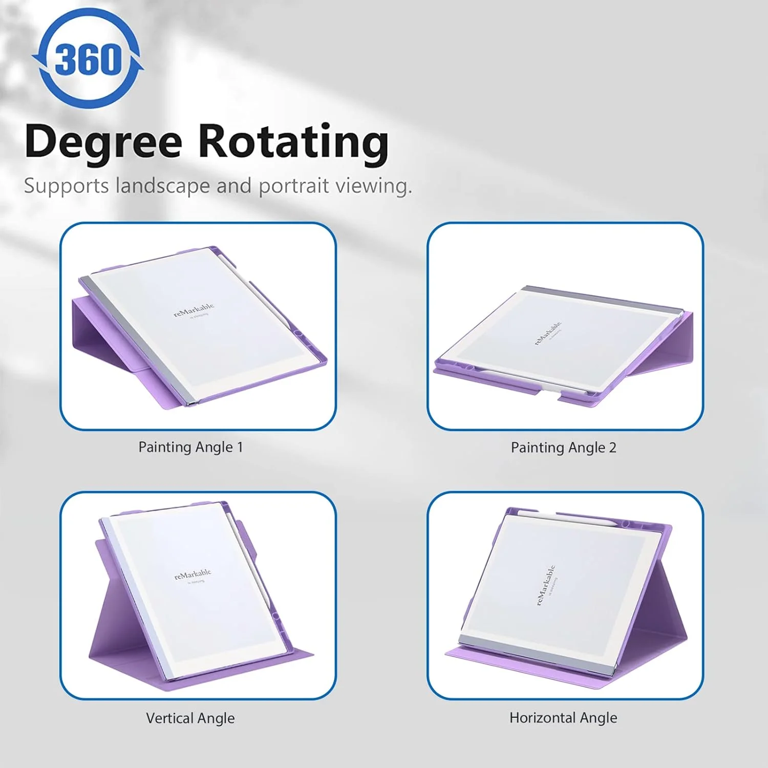 کیف تبلت کاغذی Remarkable 2 مدل E NET-CASE - جلد تاشو و قابل تنظیم با قابلیت چند زاویه دید - دارای جای قلم داخلی - مناسب برای تبلت 10.3 اینچی عرضه شده در سال 2020 (بنفش)