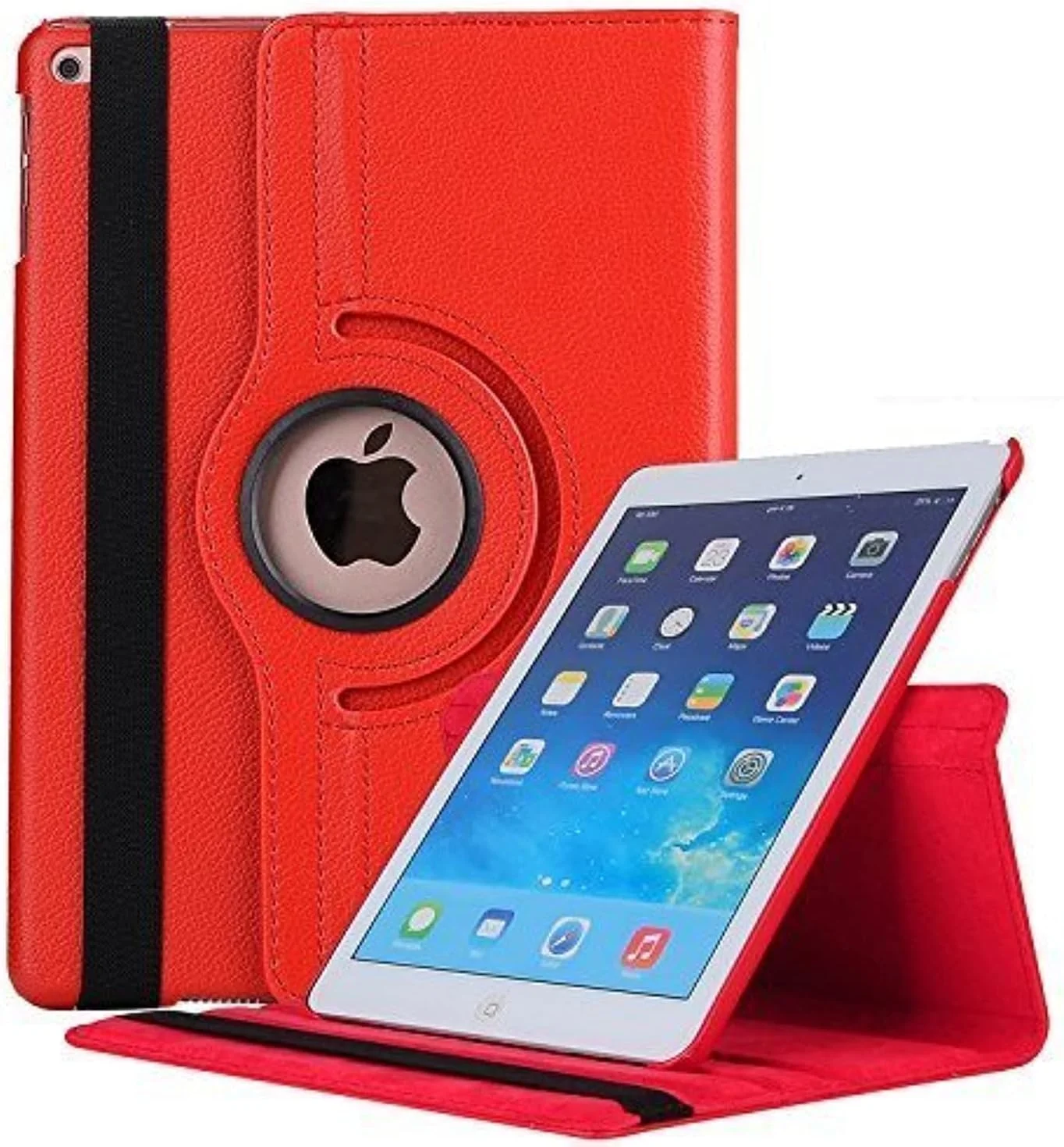 کاور هوشمند AWH برای آیپد 9.7 اینچی، کاور چرخشی 360 درجه برای آیپد اپل 2017-2018، کاور چرمی مصنوعی برای آیپد نسل 5/6، کاور باریک و سبک، قرمز.
