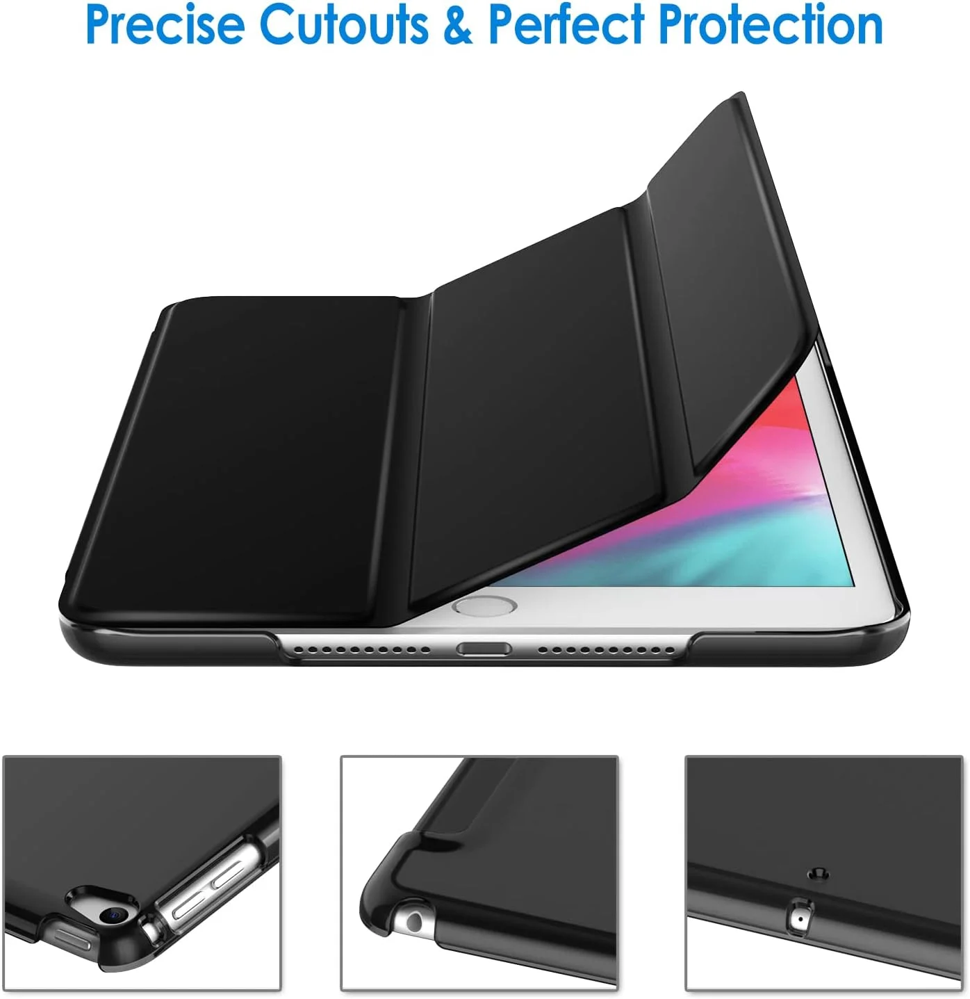 کاور JETech برای آیپد مینی 5 (نسل پنجم مدل 2019)، کاور هوشمند با قابلیت خواب/بیدار شدن خودکار (مشکی)