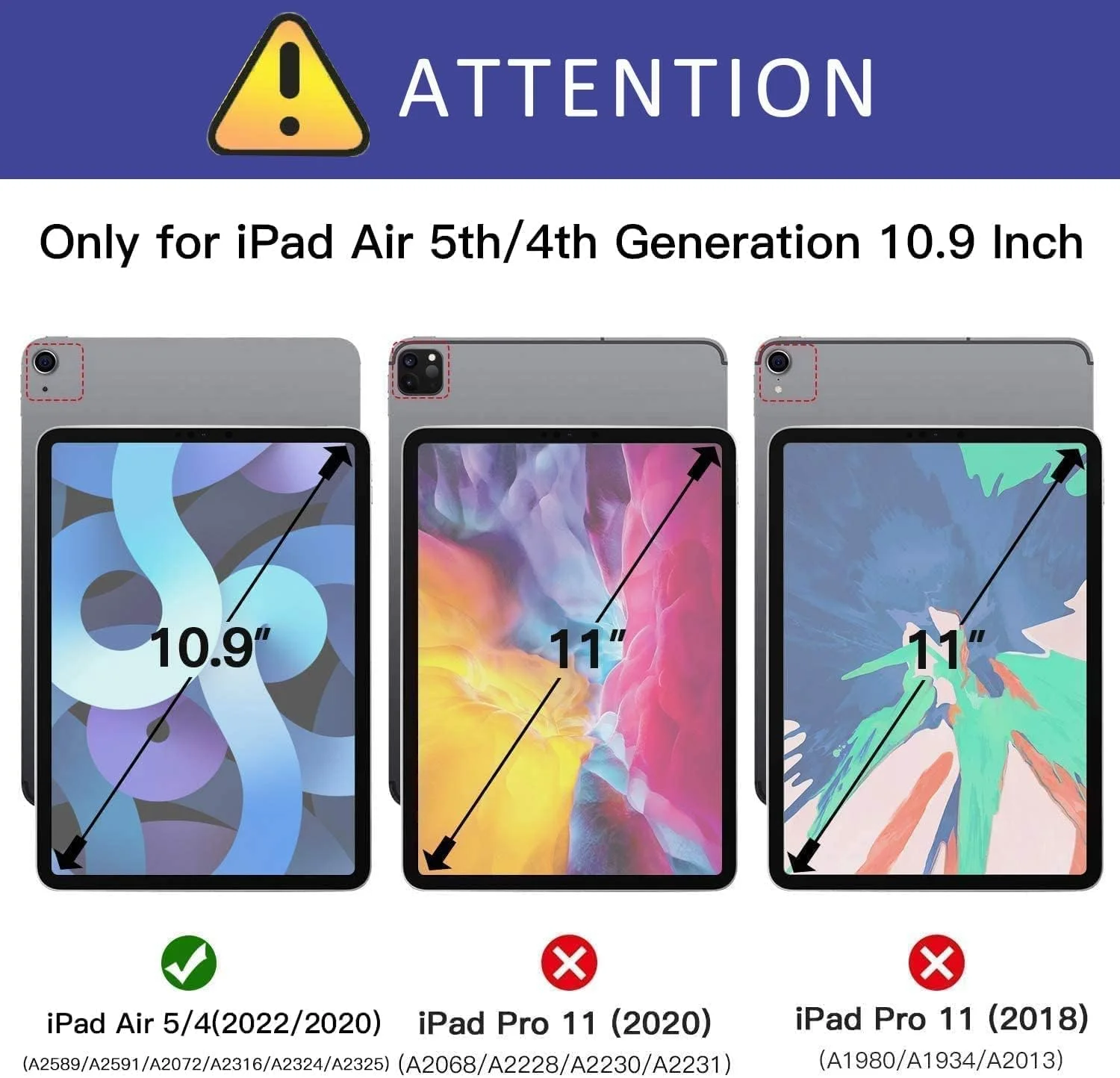 کاور محافظ آیپد ایر 5/4 هریز با جای قلم 2022/2020 | کاور آیپد ایر نسل 5 مناسب کودکان | کاور ایر 10.9 با استند | کاور محافظ مقاوم و بادوام برای آیپد 10.9 اینچی قرمز+آبی