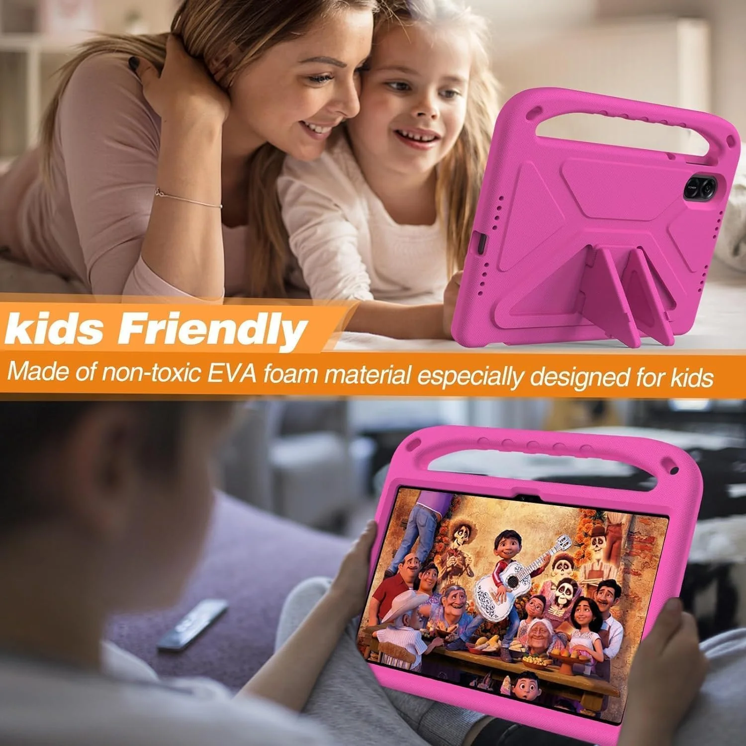 کاور کودکانه Gruattreay سازگار با تبلت آنر پد X8a 11 اینچی (2024) [مناسب کودکان] کاور محافظ دسته دار بادوام، سبک وزن، ضد ضربه EVA برای آنر پد X8a (قرمز گل رز)