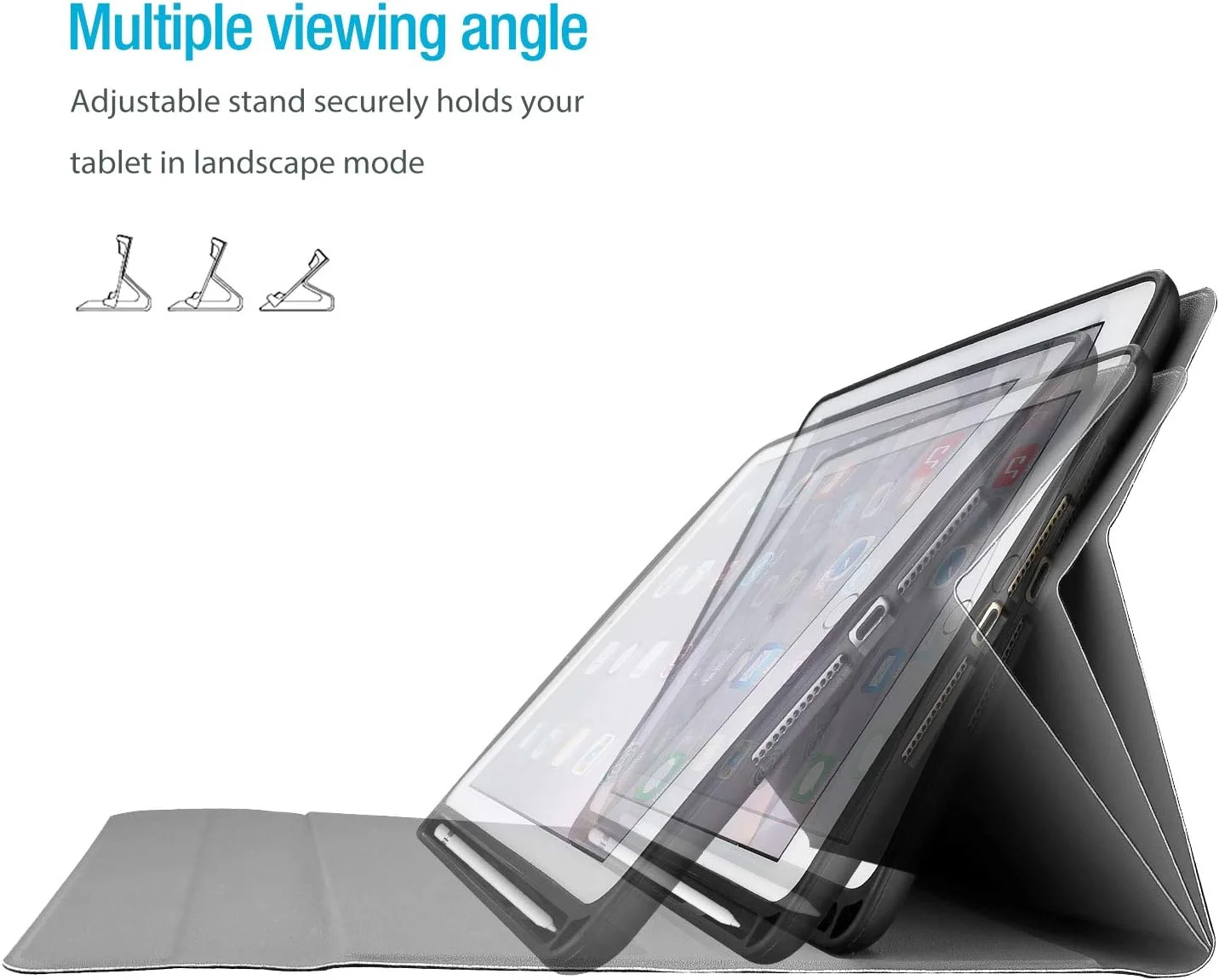 کیف کیبورد ProCase برای آیپد 9.7 (مدل قدیمی) نسل ششم 2018 / نسل پنجم 2017 با نگهدارنده مداد، کیف باریک و سبک با کیبورد بی سیم جداشدنی مغناطیسی برای آیپد 6 آیپد 5 - مشکی