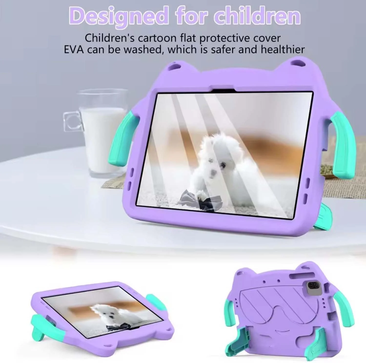 کیف تبلت کودکانه Lukione سازگار با Honor Pad x8a 11 اینچ 2024، کاور محافظ سبک و مقاوم در برابر ضربه با پایه دسته دار، طراحی زیبا، کیف مناسب کودکان برای x8a 11"