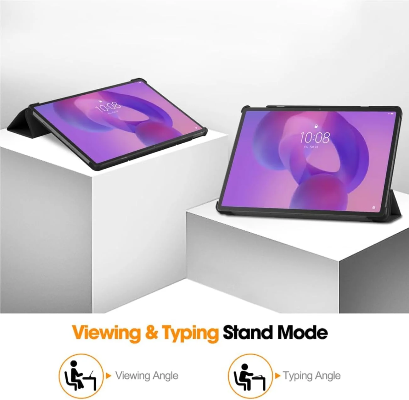 کیف تبلت SKEIDO برای تبلت Lenovo Idea Tab Pro 12.7 اینچی عرضه شده در سال 2025، با زوایای دید چندگانه، روکش هوشمند چرمی PU کاملاً جدید با قابلیت بیدار شدن و به خواب رفتن خودکار، کیف باریک تاشو (مشکی)