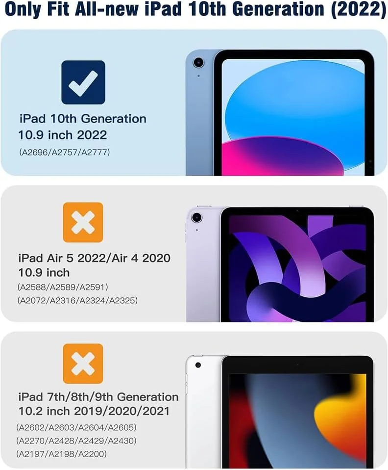 کاور باریک هیبریدی برای آیپد نسل 10، 10.9 اینچی 2022 با جای قلم، کاور محافظ سه لایه ضد ضربه با پشت TPU نرم و شفاف برای آیپد نسل 10، حالت خواب/بیدار خودکار - مشکی