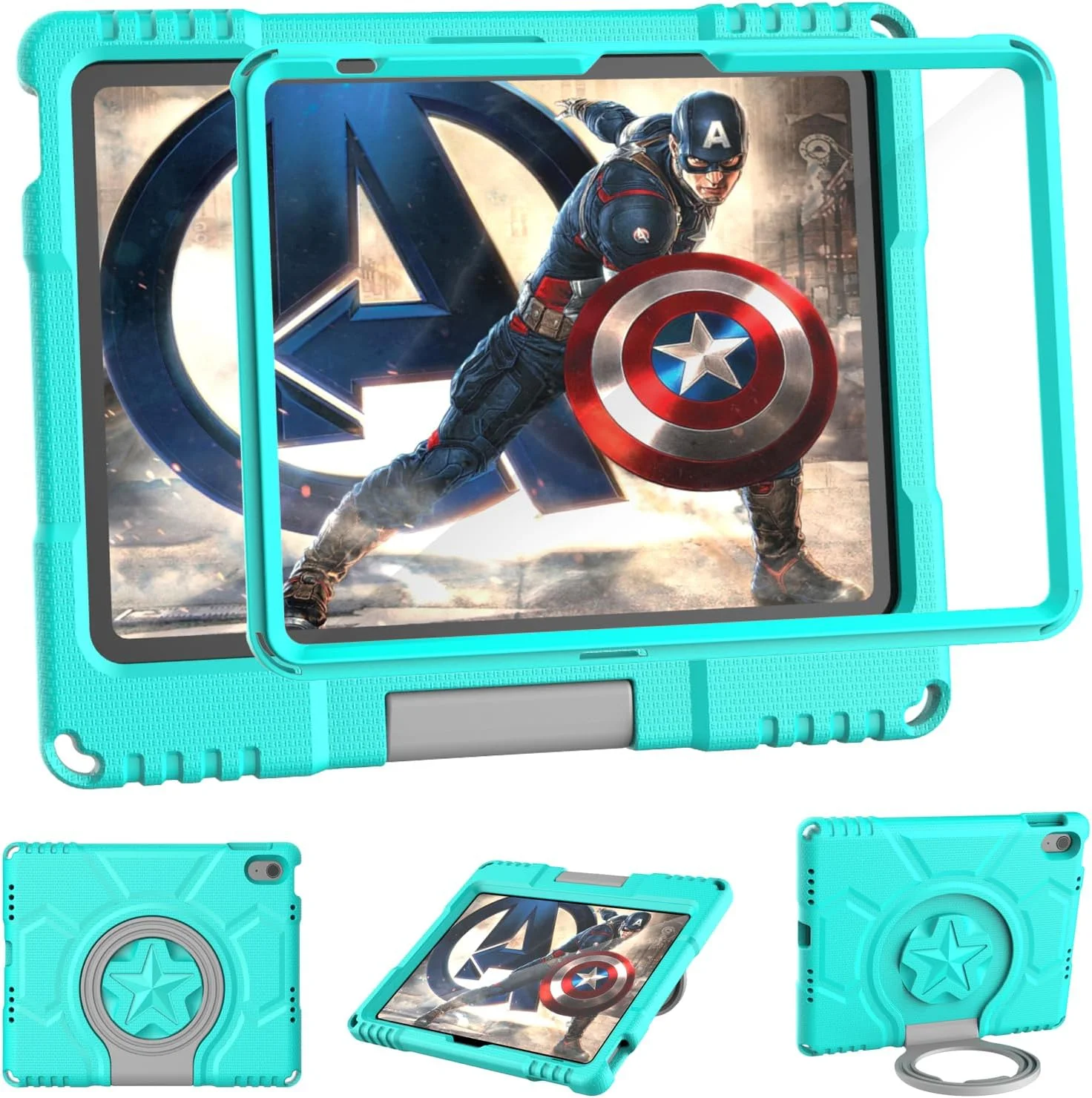 کاور آیپد (A16) نسل 11/کاور آیپد نسل 10 بچه گانه (2025/2022، 11 اینچ/10.9 اینچ) TrendGate سبک وزن مقاوم در برابر ضربه آیپد ایر 11 اینچ 2024 محافظ صفحه نمایش داخلی با پایه دسته - فیروزه ای