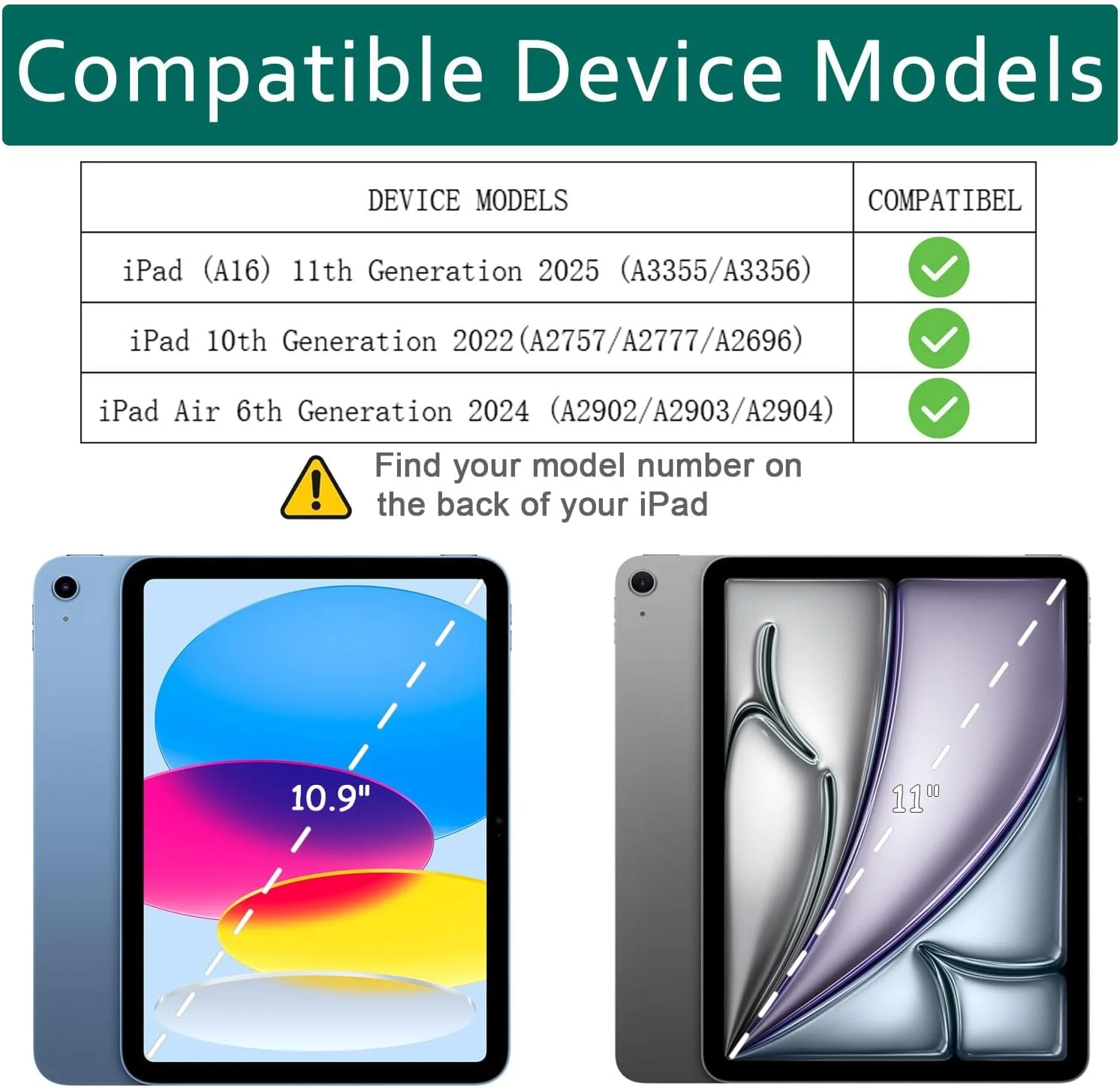 کاور آیپد (A16) نسل 11/کاور آیپد نسل 10 بچه گانه (2025/2022، 11 اینچ/10.9 اینچ) TrendGate سبک وزن مقاوم در برابر ضربه آیپد ایر 11 اینچ 2024 محافظ صفحه نمایش داخلی با پایه دسته - فیروزه ای