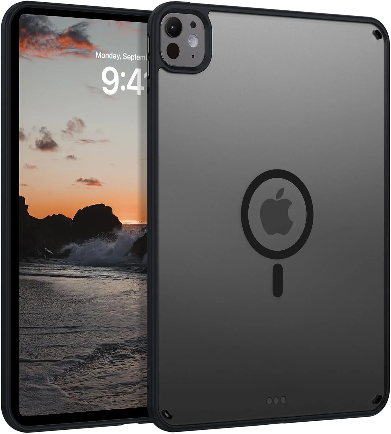 کاور آهنربایی تلاسو مناسب آیپد پرو 11 اینچ 2024 (M4)، پشتیبانی از قلم، پشت مات نیمه شفاف، ضربه گیر TPU نرم، کاور محافظ ضد ضربه با استاندارد نظامی برای آیپد پرو 11 اینچ (M4) 2024، مشکی