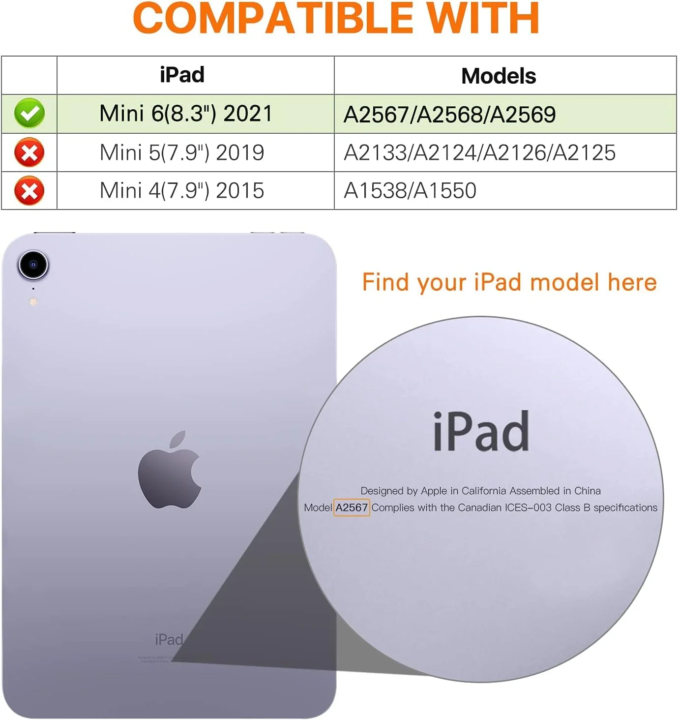 کاور وی جی جی ان یو یو برای آیپد مینی 6، کاور باریک و شفاف سه تایی هوشمند برای آیپد مینی 6 تبلت 2021 - مشکی